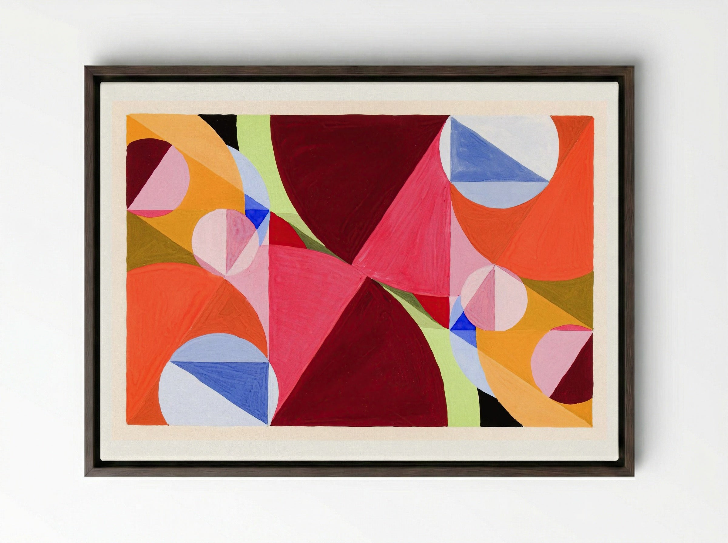 Area Broken by Perpendiculars - Joseph Schillinger - Framed Canvas Dark Wood