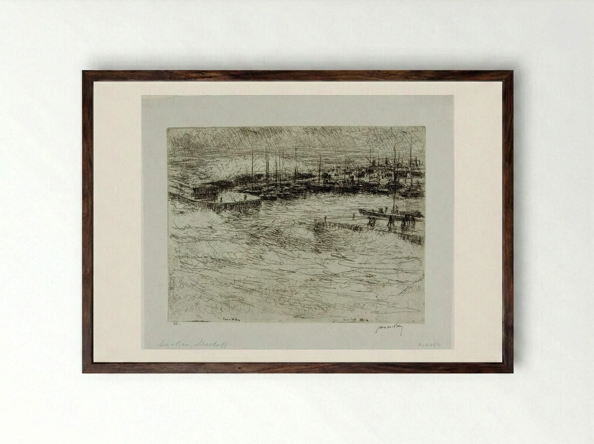 Sea and Rain, McDuff - James McBey - Framed Print Dark Wood