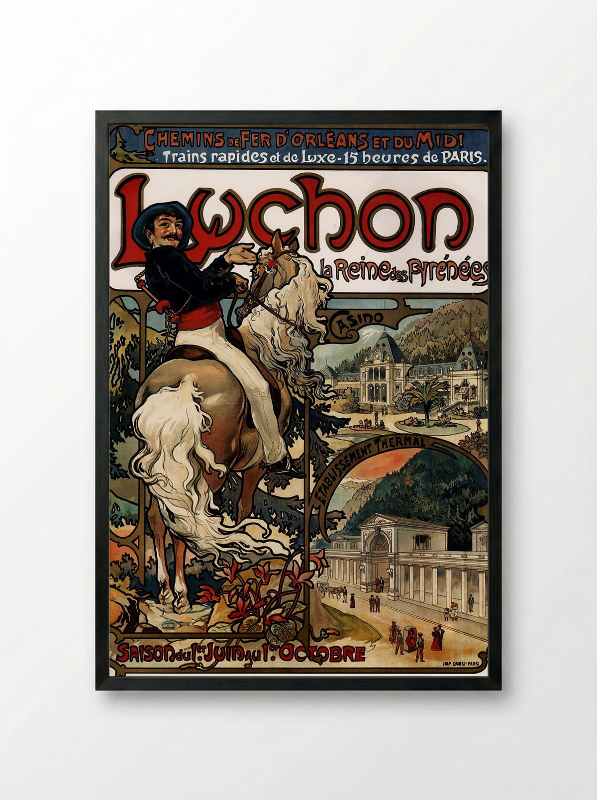 Luchon (Travel Poster) - Fine Art Print - Framed Print Black