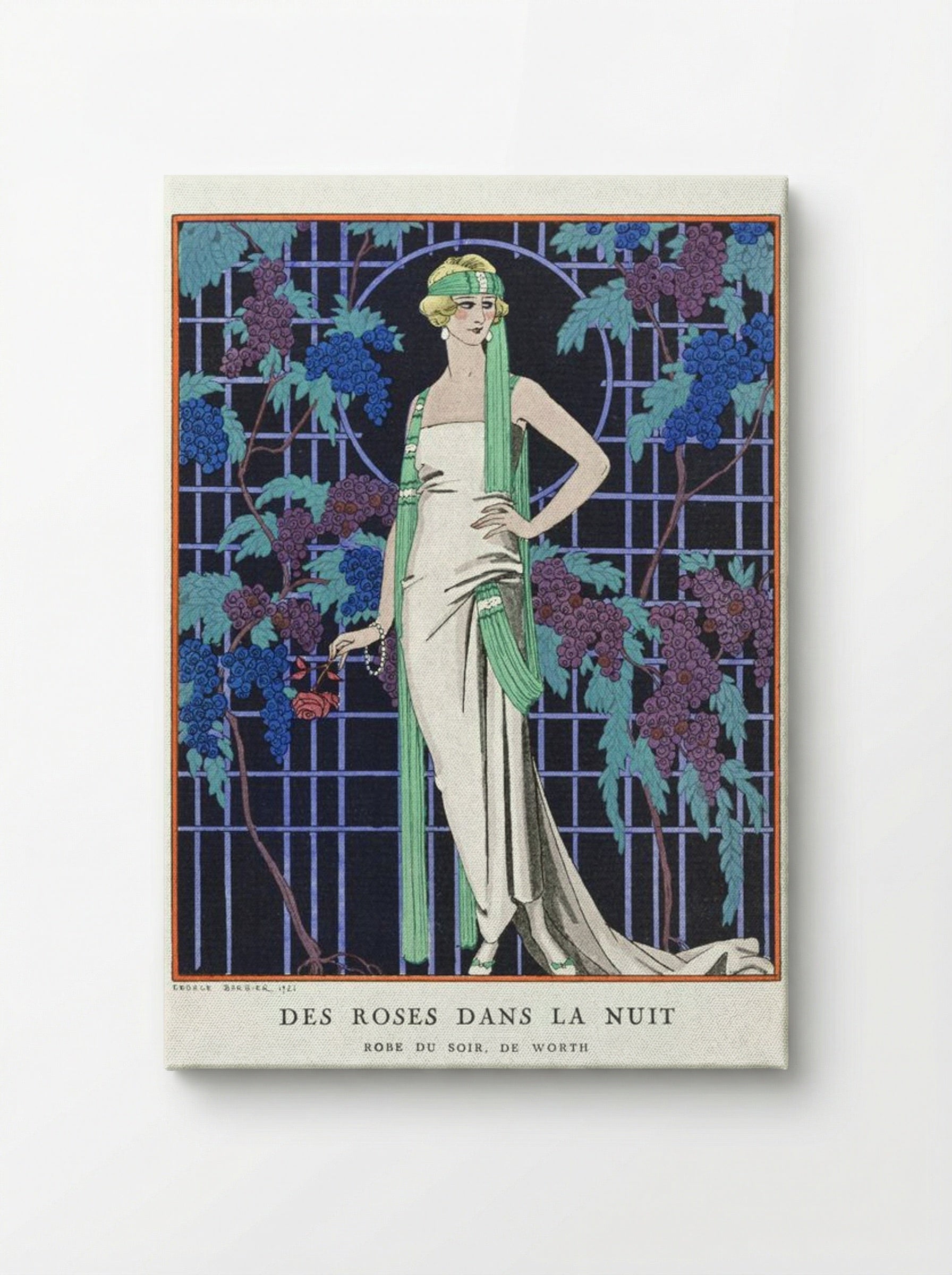 Des Roses dans la Nuit (Evening Dress by Worth) - George Barbier - Canvas
