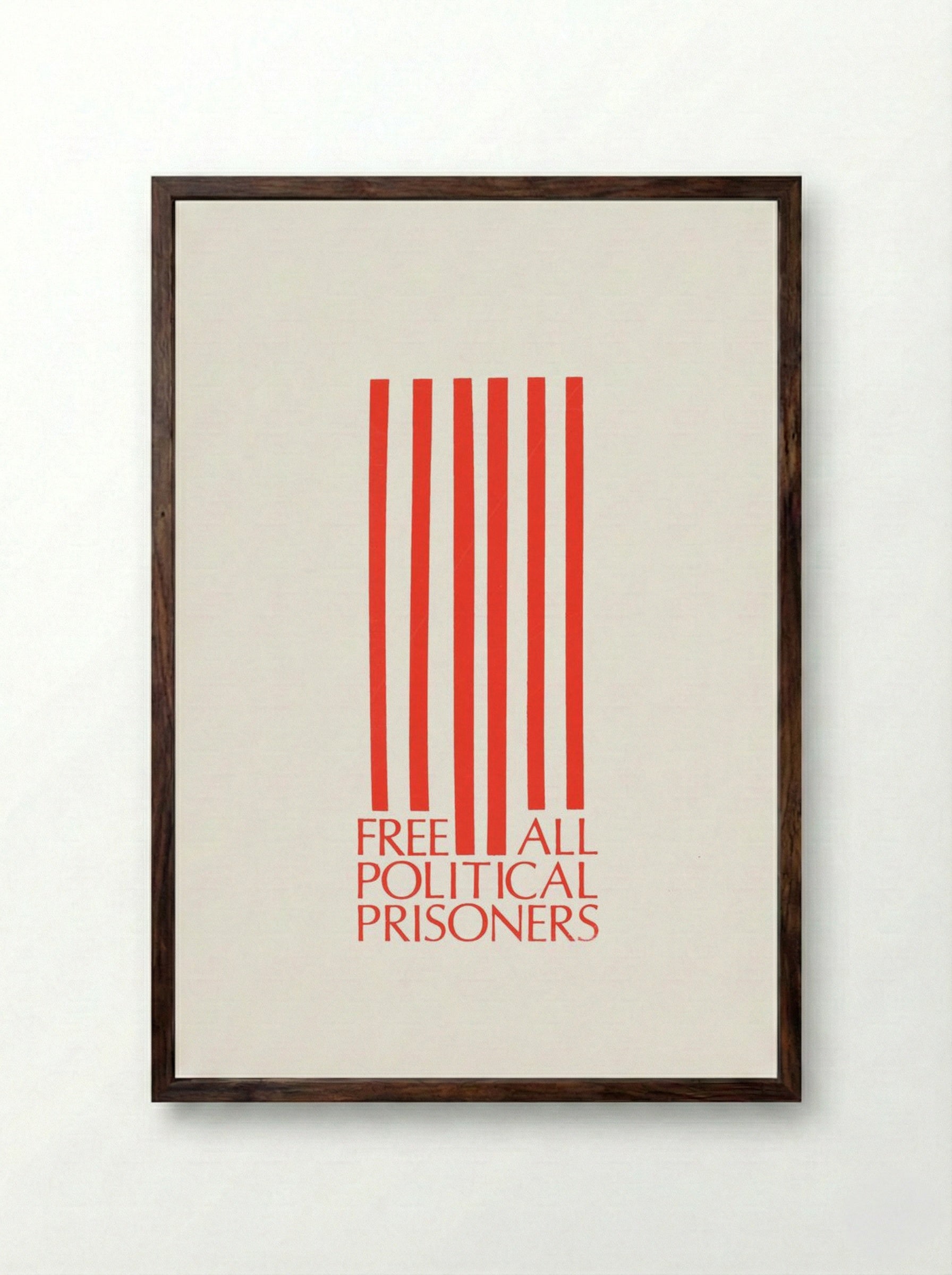 Free All Political Prisoners - Fine Art Print - Framed Print Dark Wood
