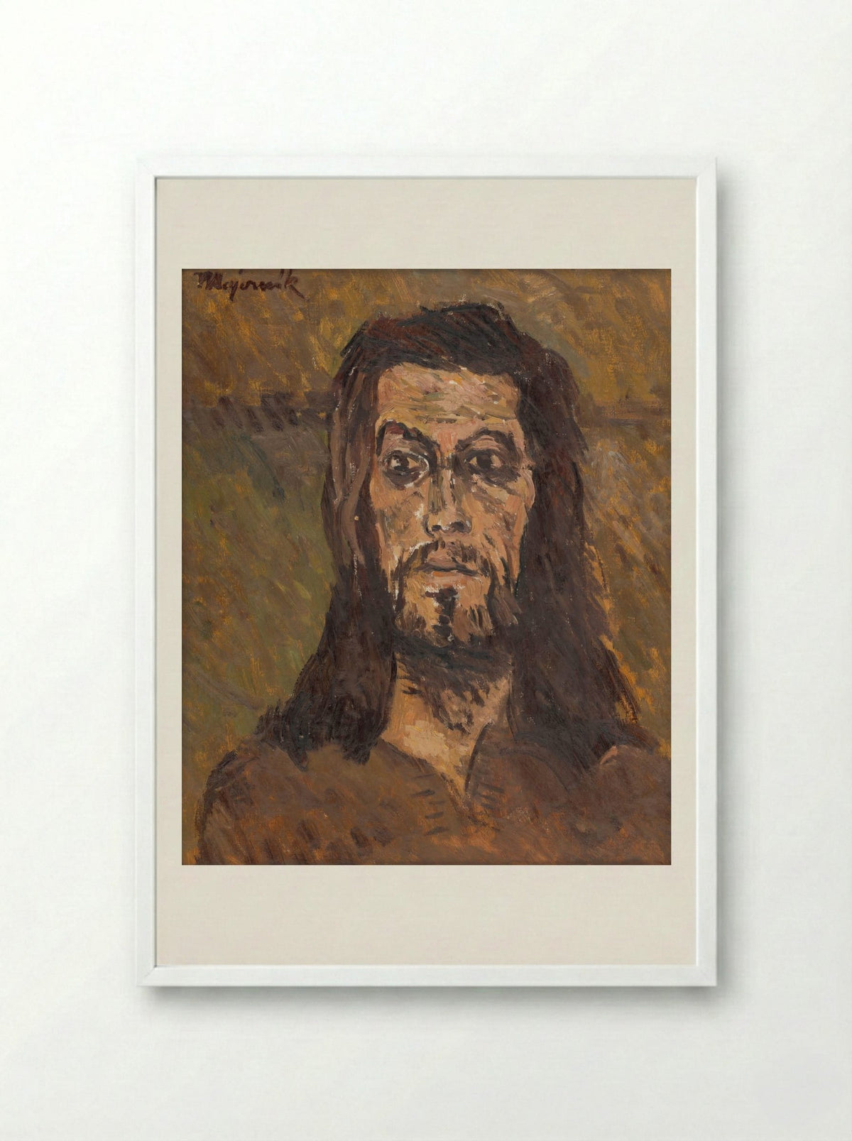 The Head of Saint John the Baptist - Cyprián Majerník - Framed Print White