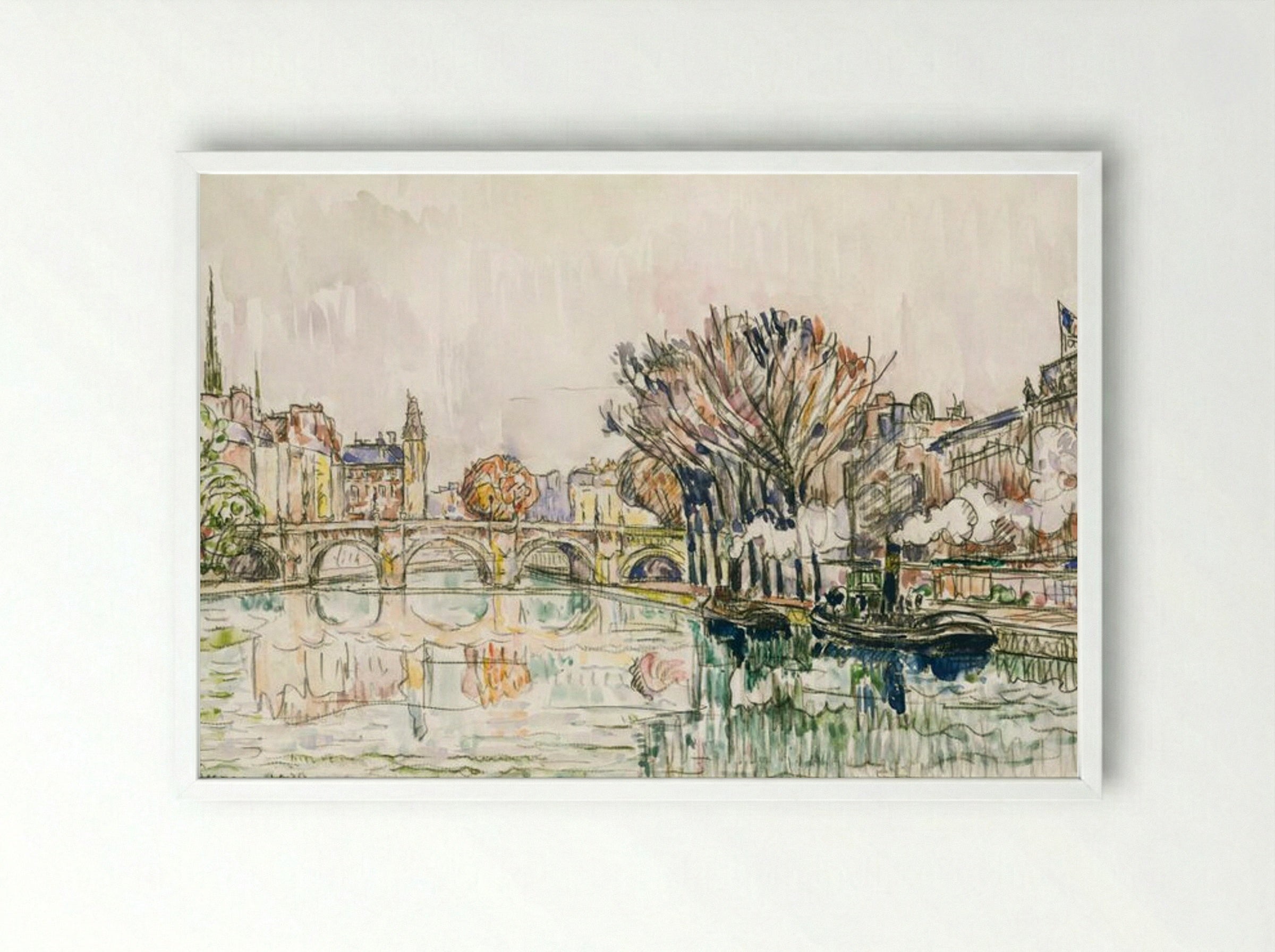 The Pont Neuf, Paris - Paul Signac - Framed Print White