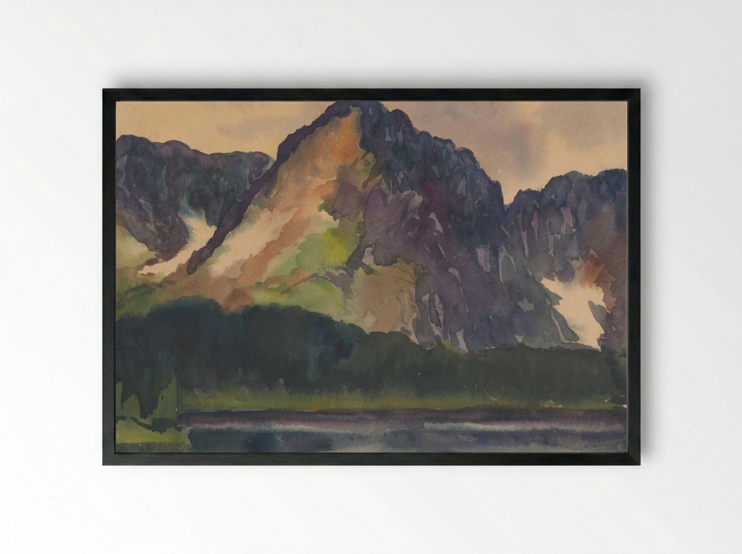 Rocky Hills Above River - Zolo Palugyay - Framed Print Black