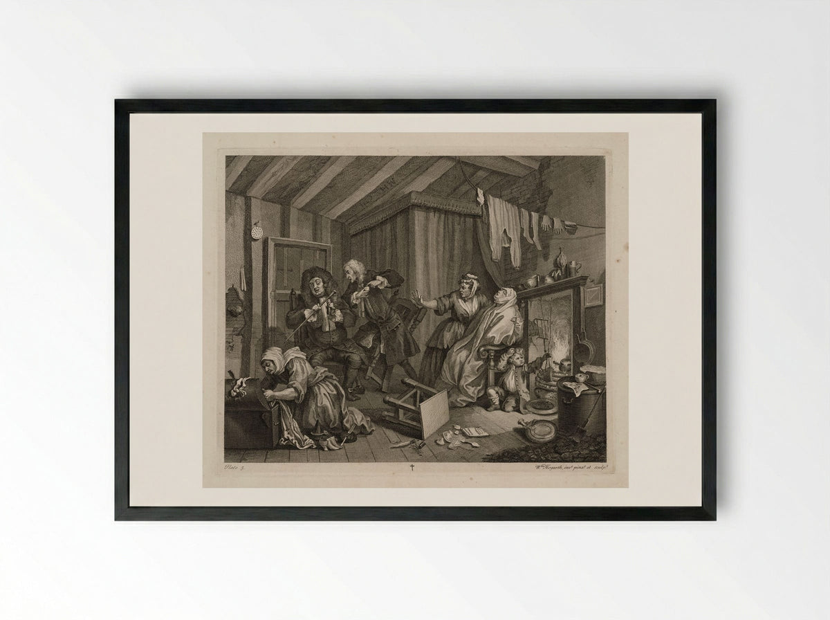 Quack Doctors Visit the Diseased Harlot - William Hogarth - Framed Print Black