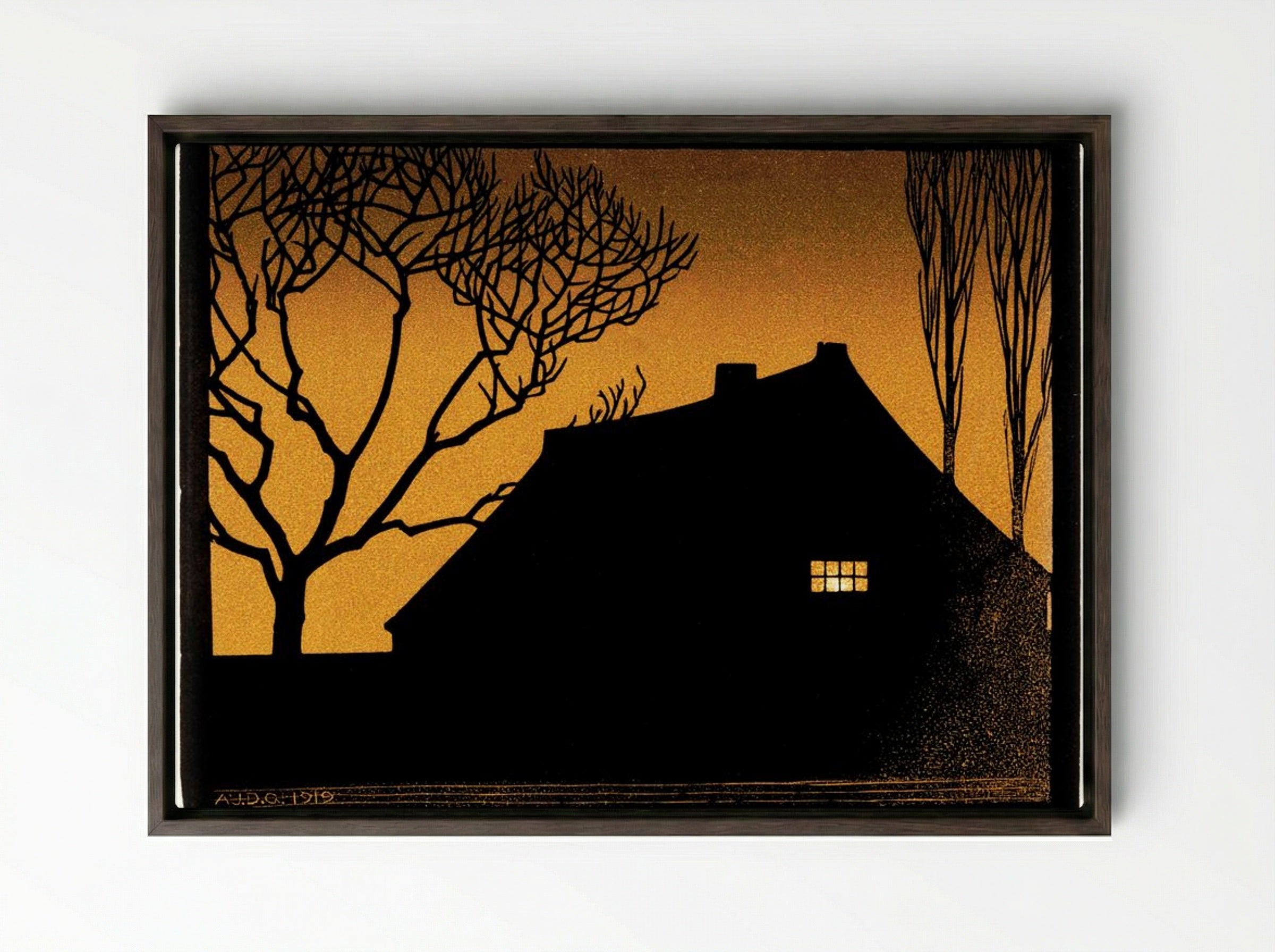 Winter Evening - Julie de Graag - Framed Canvas Dark Wood