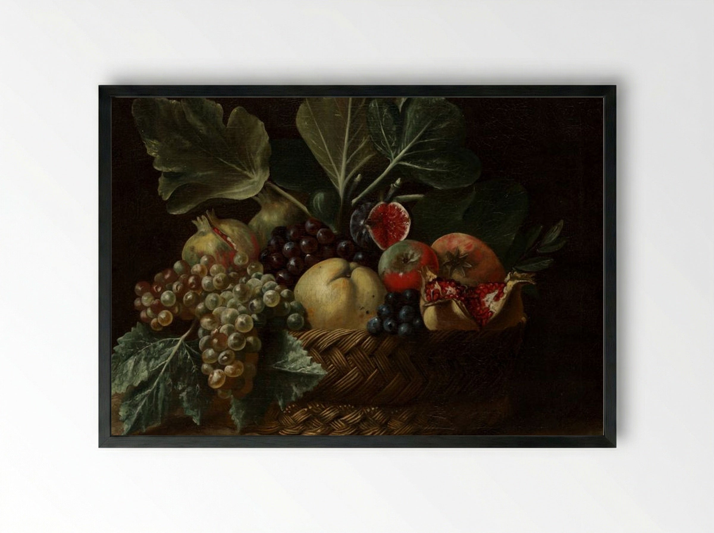Basket of Fruit - Fine Art Print - Framed Print Black