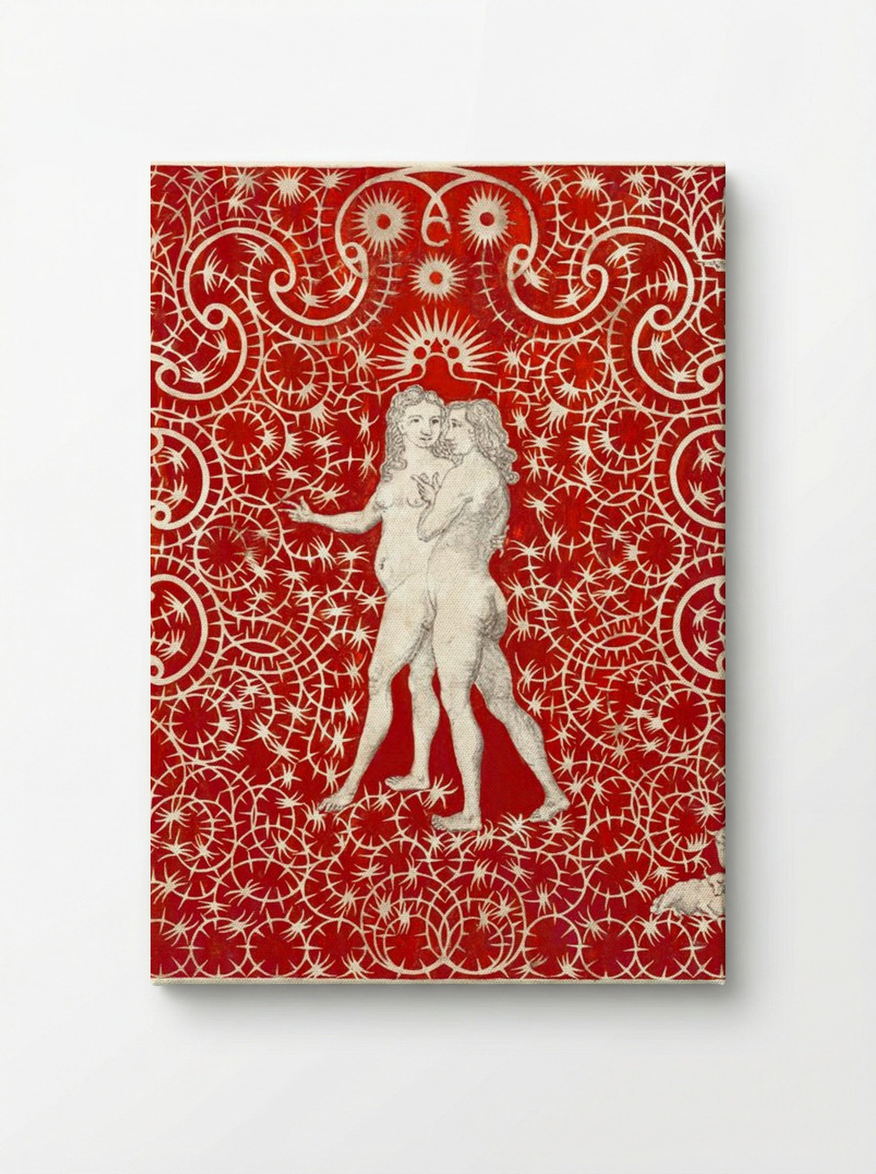 Adam and Eve in the Garden with a Pair of Sheep and a Pair of Doves - Fine Art Print - Canvas