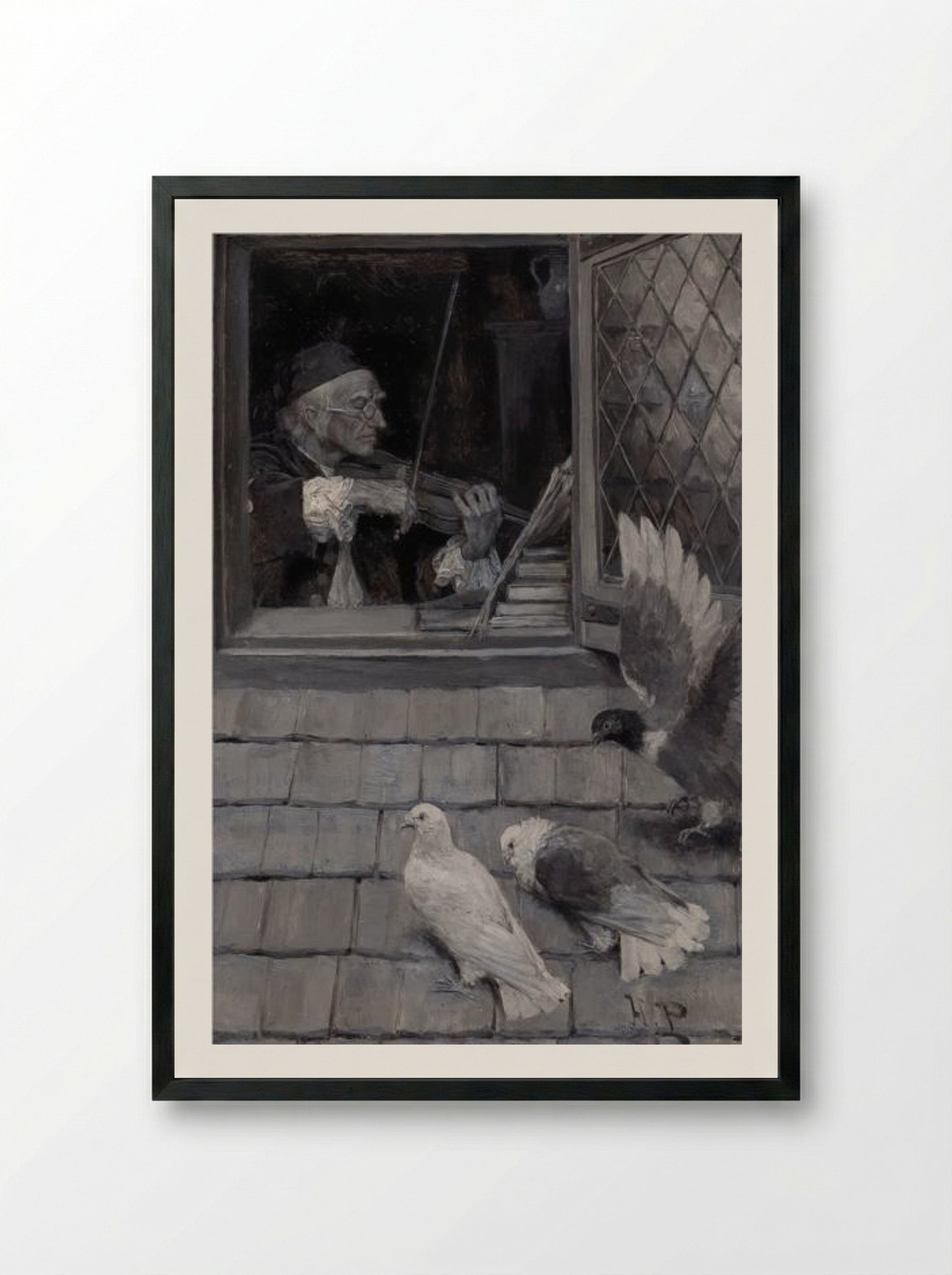 The Old Violin - Howard Pyle - Framed Print Black