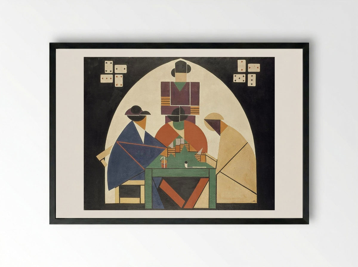 The Card Players - Carlo Carrà - Framed Print Black