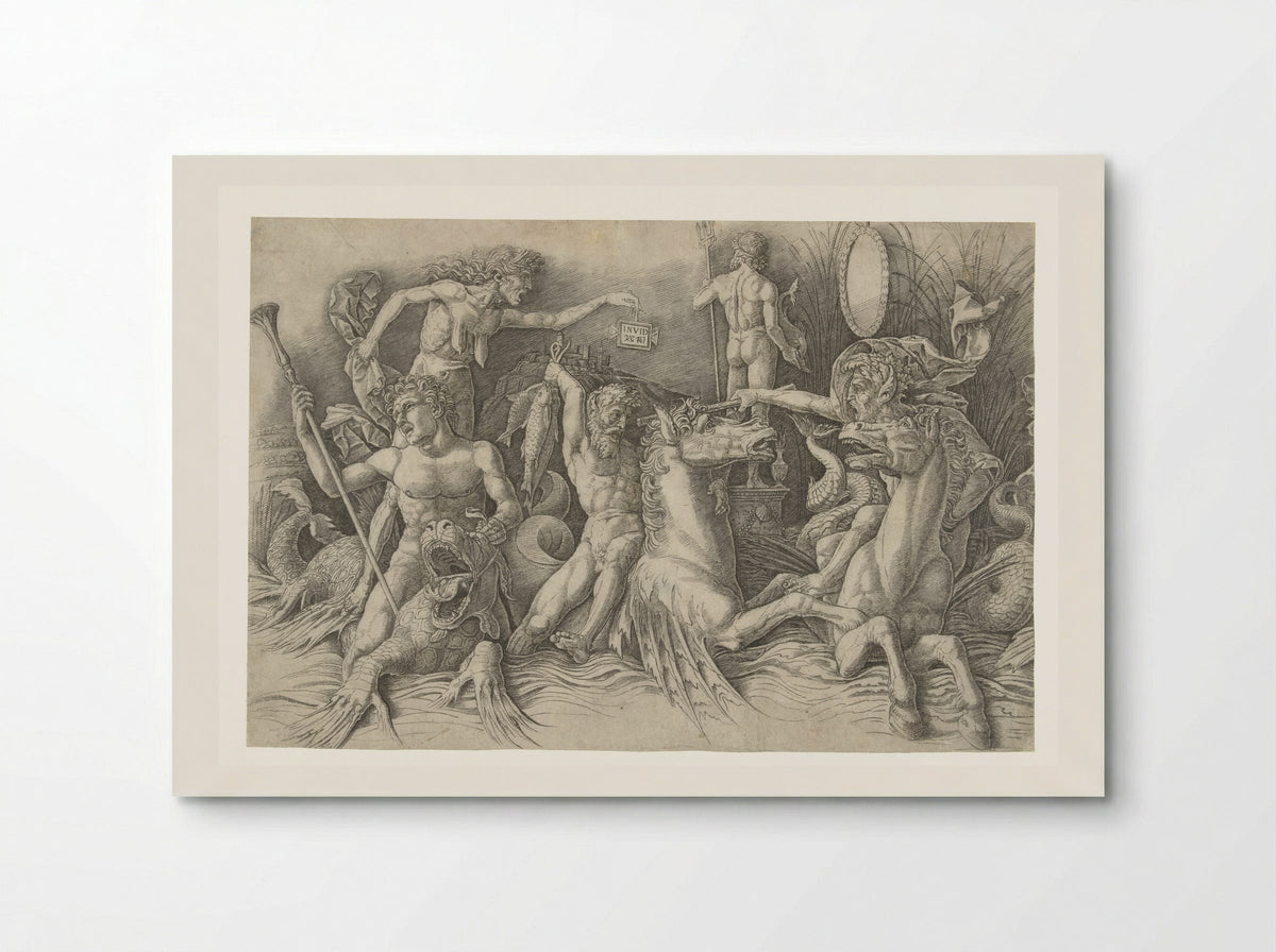 Battle of the Sea Gods, with Envy (Invidia) on the Left - Andrea Mantegna - Poster