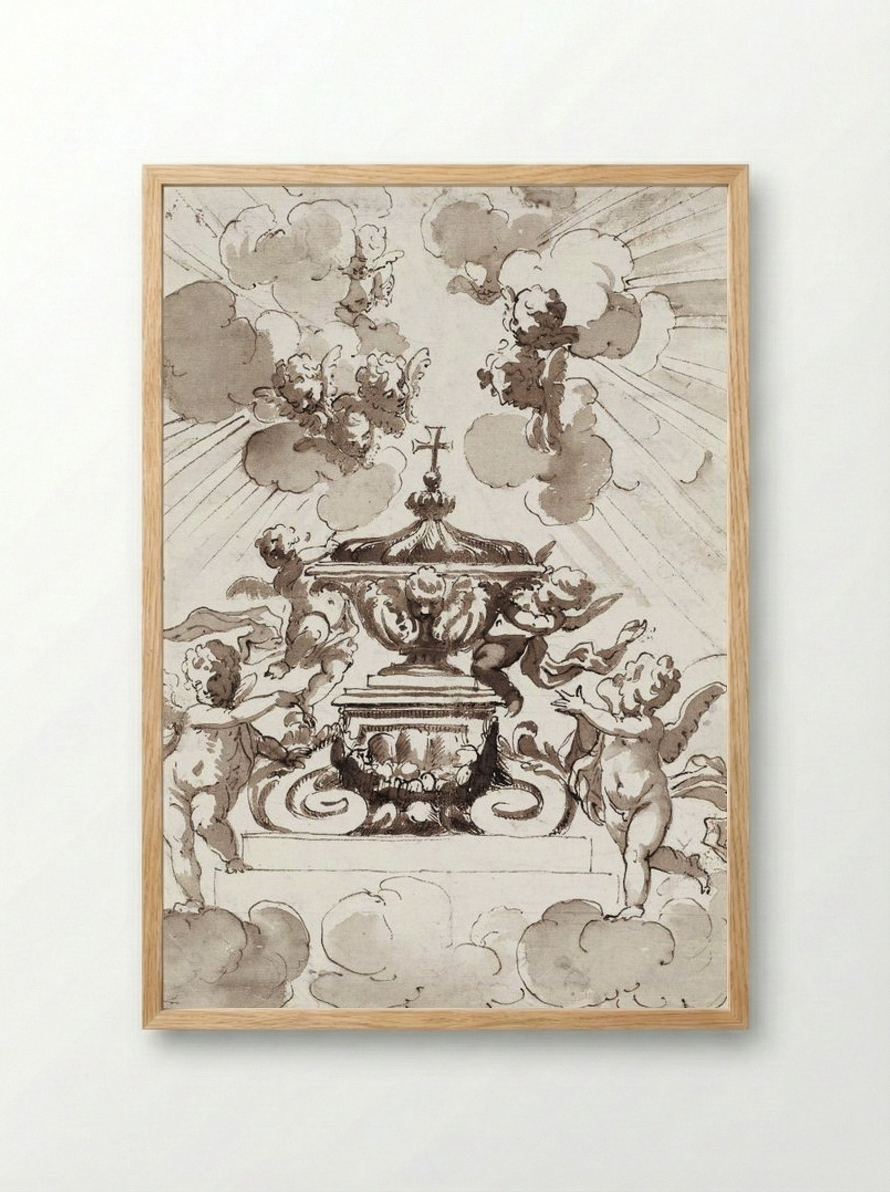 Glorification of the Host - Italian 18th Century - Framed Print Wood