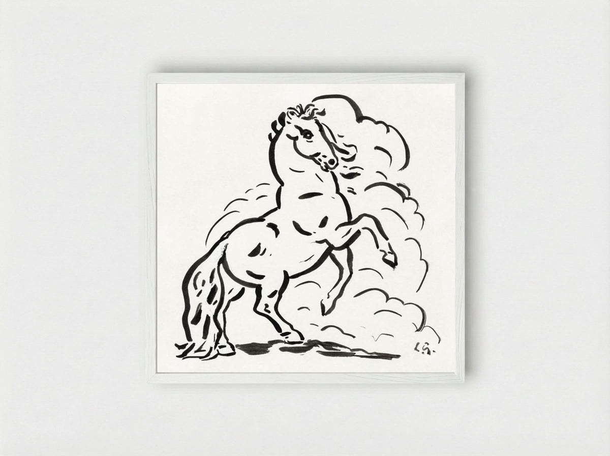 Rearing Horse - Leo Gestel - Framed Print White
