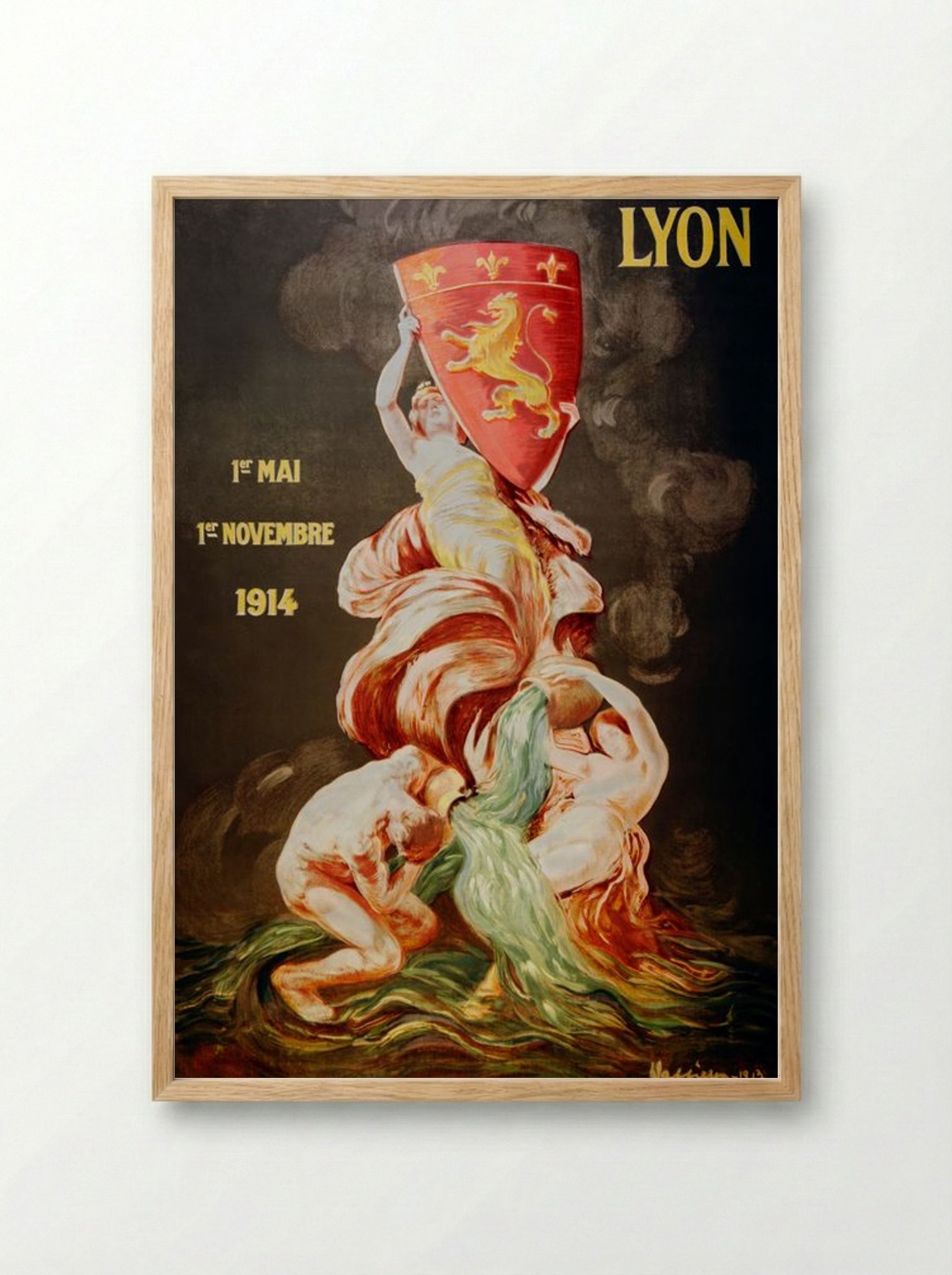 Lyon International Exhibition, 1914 - Leonetto Cappiello - Framed Print Wood