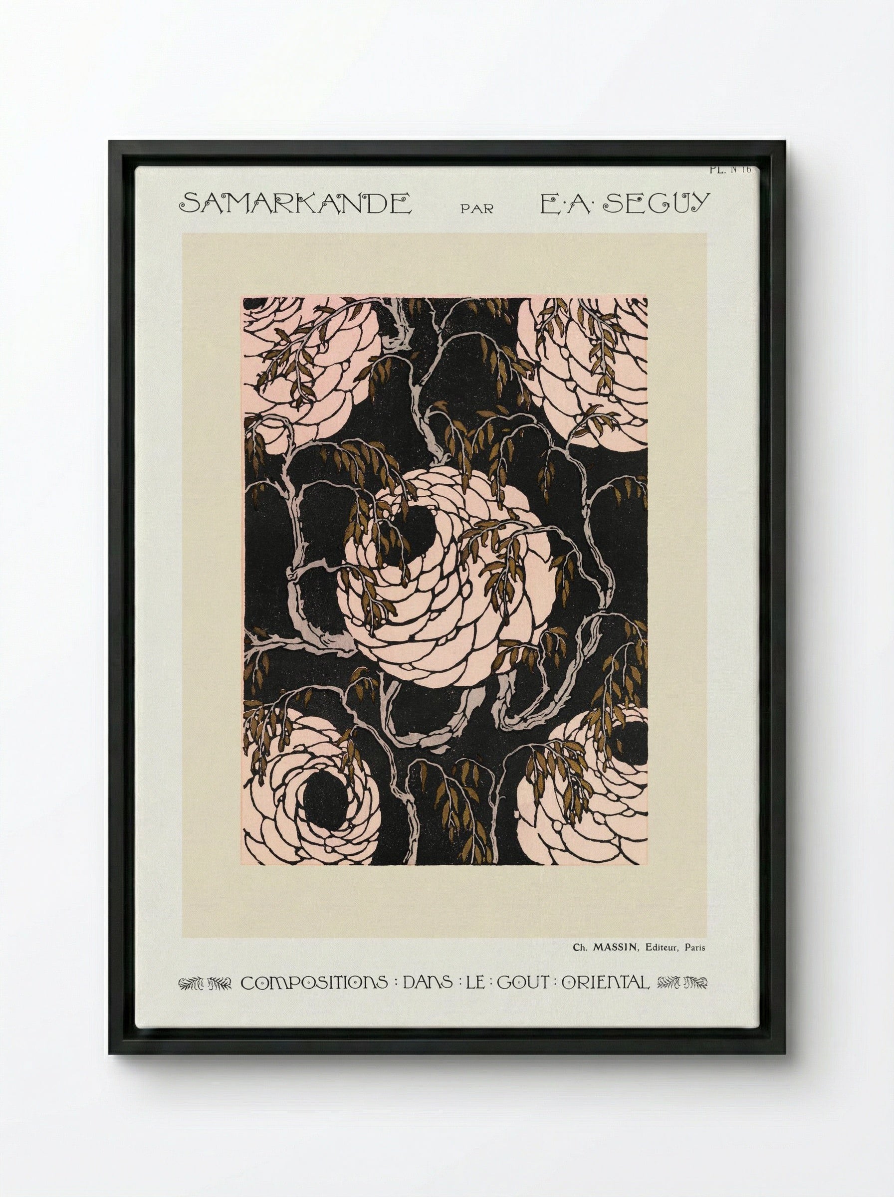 Samarkande, Plate 16 (Floral Composition in the Oriental Style) - Émile-Allain Séguy - Framed Canvas Black
