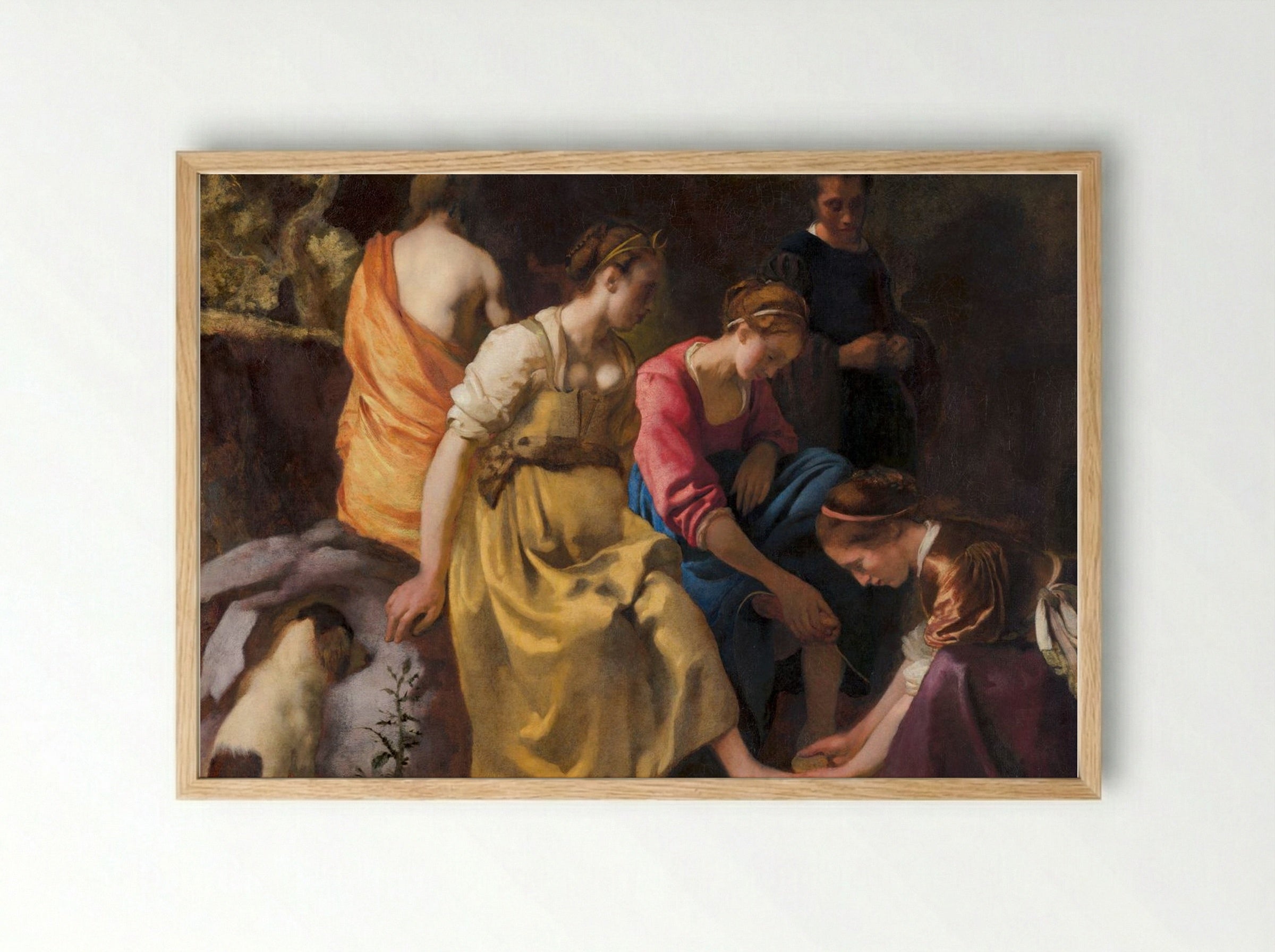 Diana and Her Nymphs - Johannes Vermeer - Framed Print Wood