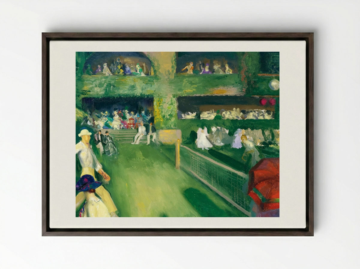 Tennis at Newport - George Bellows - Framed Canvas Dark Wood
