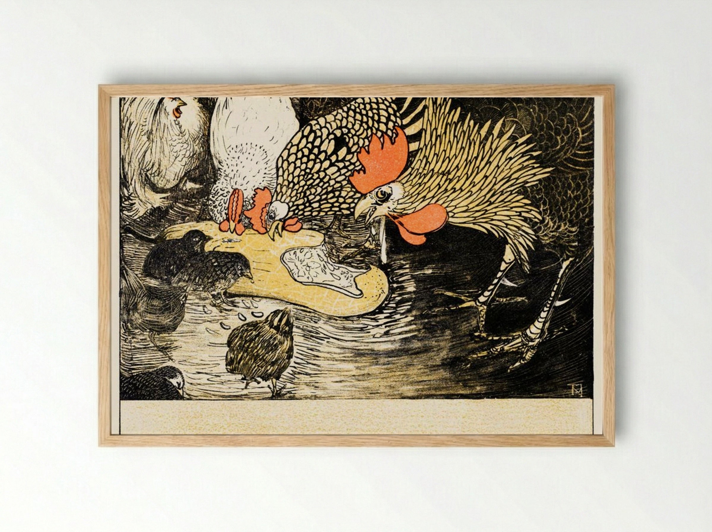 Hen and Chicks - Theo van Hoytema - Framed Print Wood