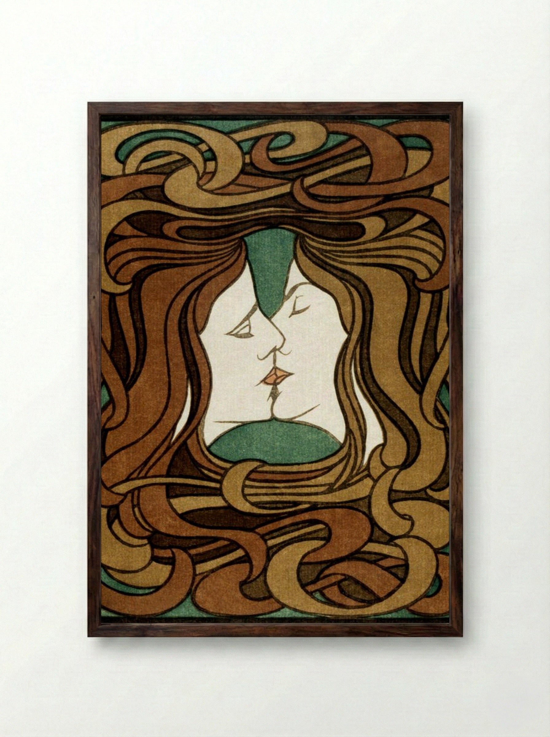 The Kiss - Peter Behrens - Framed Print Dark Wood