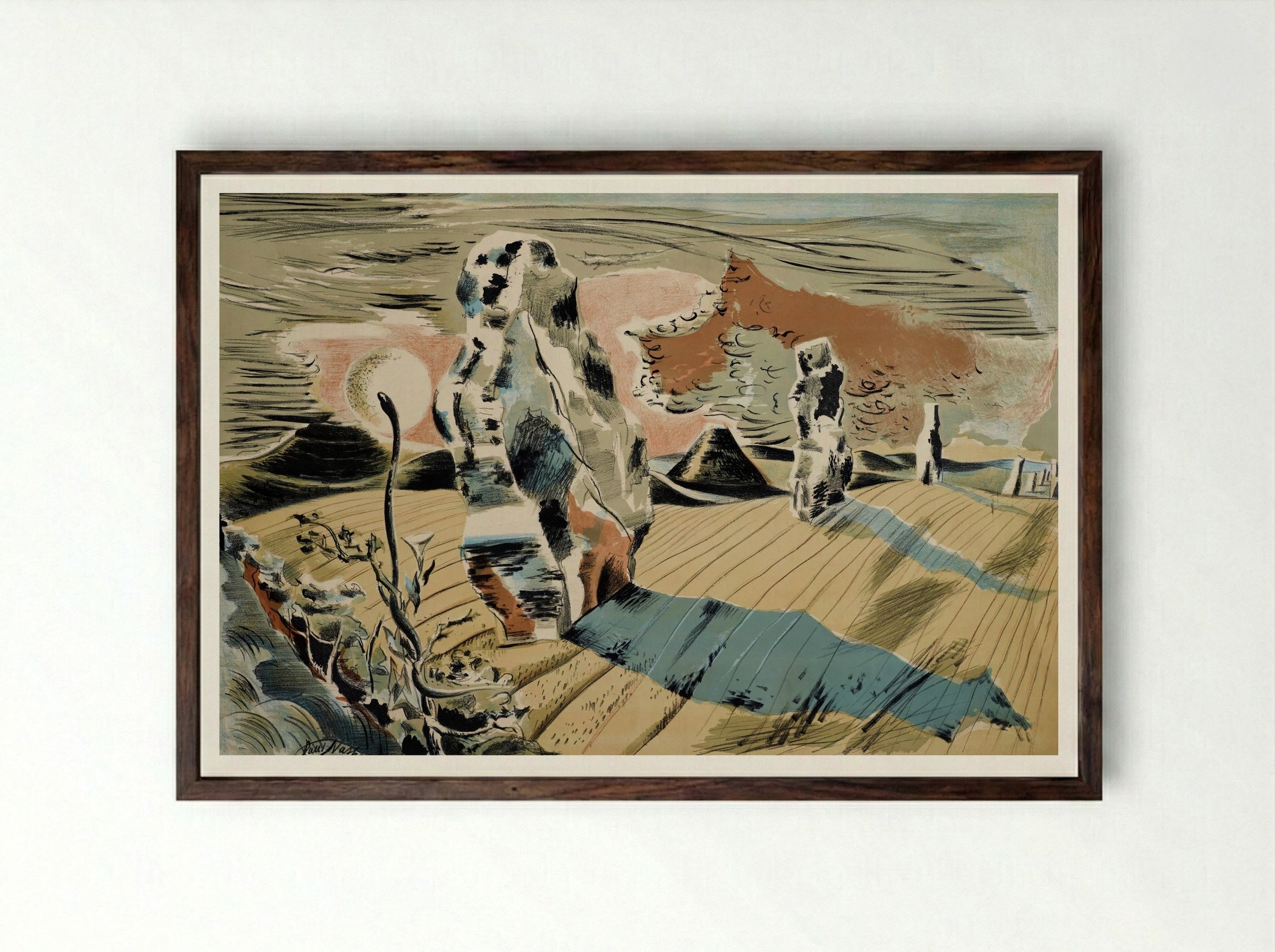 Avebury - Paul Nash - Framed Print Dark Wood