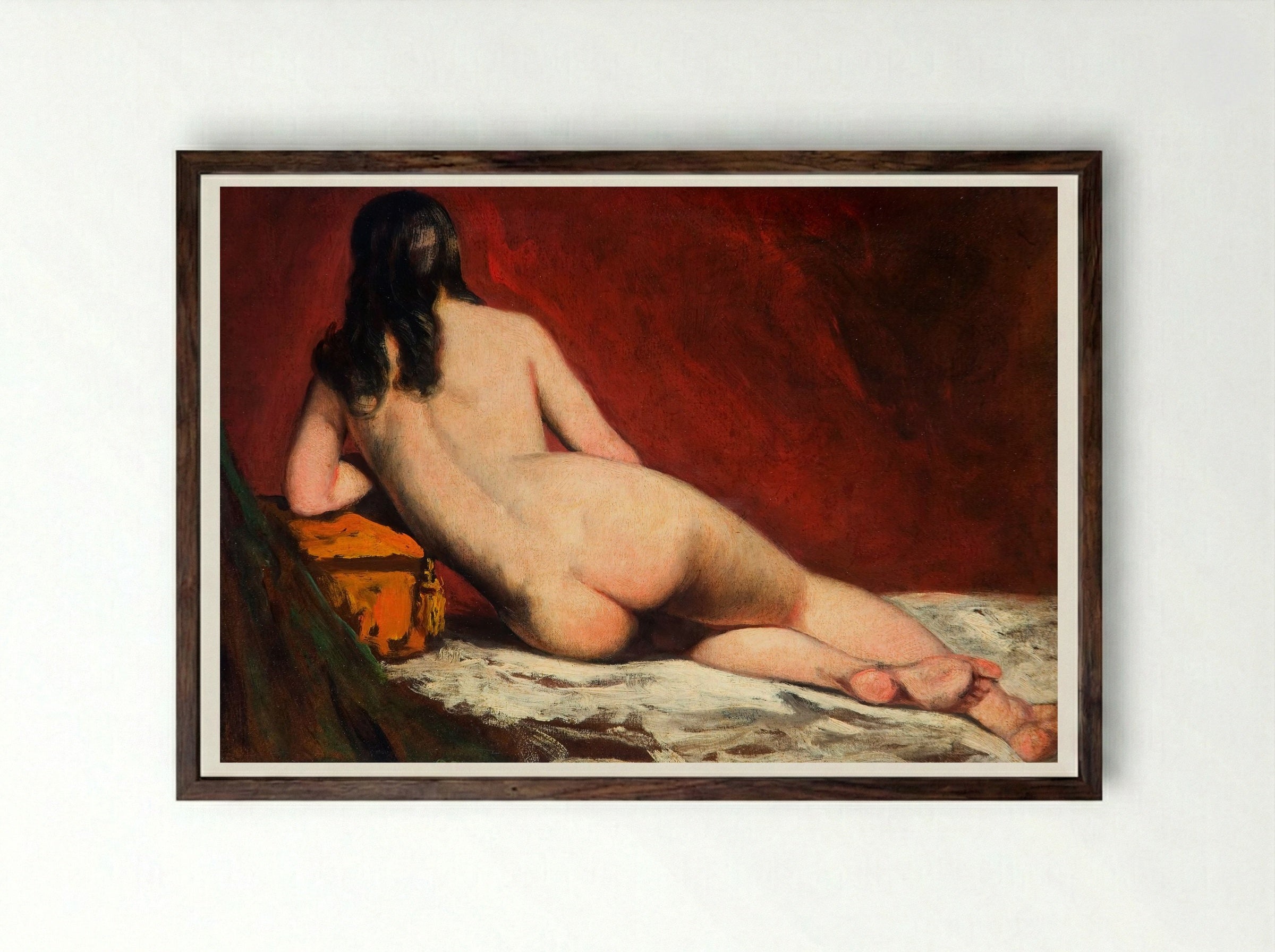 Nude Study of a Reclining Woman - William Etty - Framed Print Dark Wood