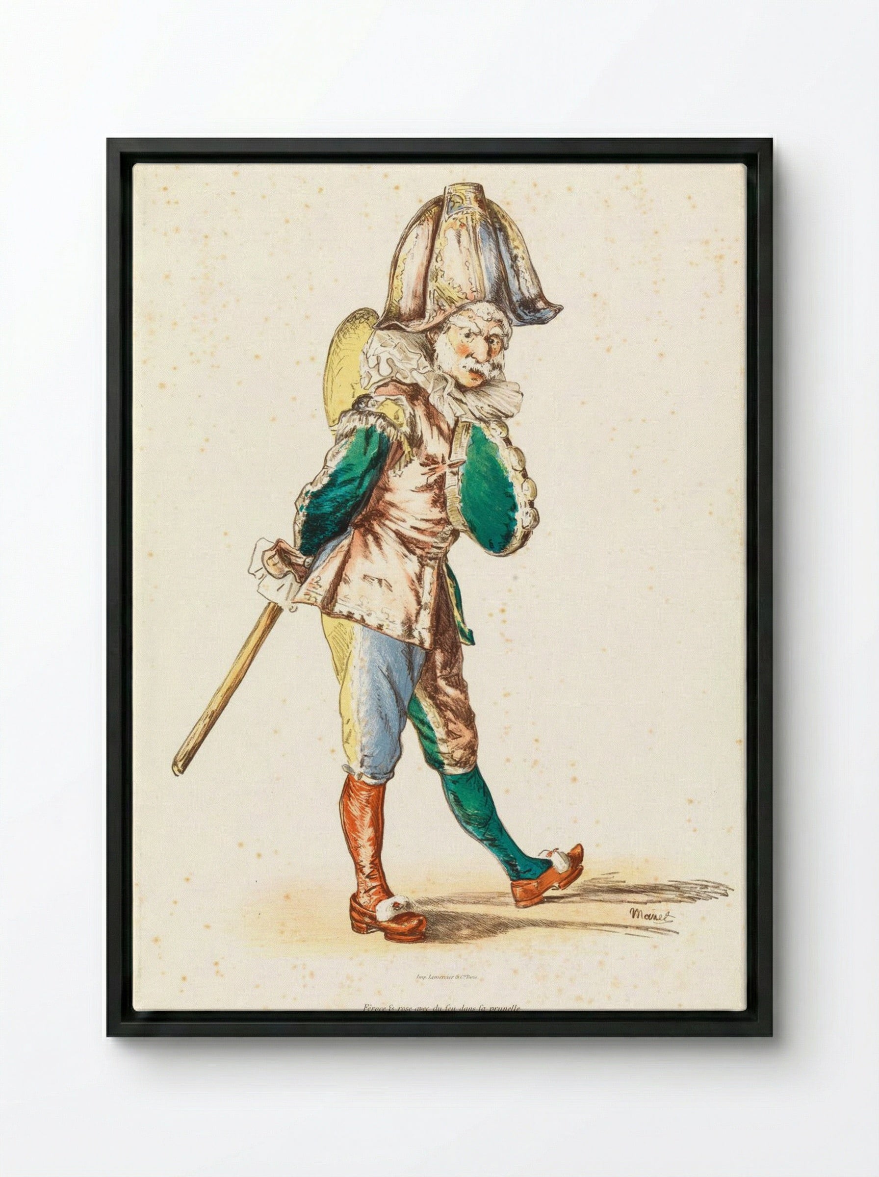 Polichinelle - Édouard Manet - Framed Canvas Black