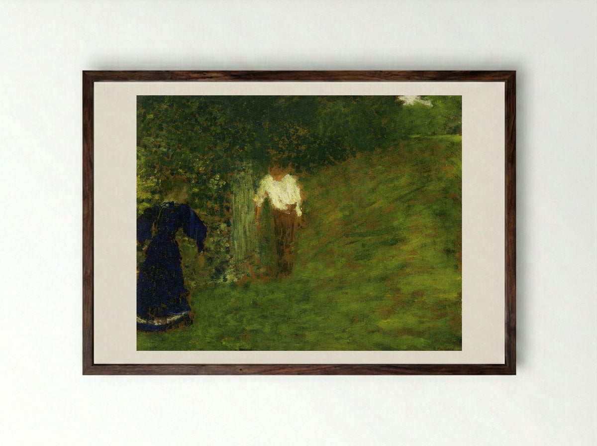 Man and Woman beneath a Tree - Édouard Vuillard - Framed Print Dark Wood