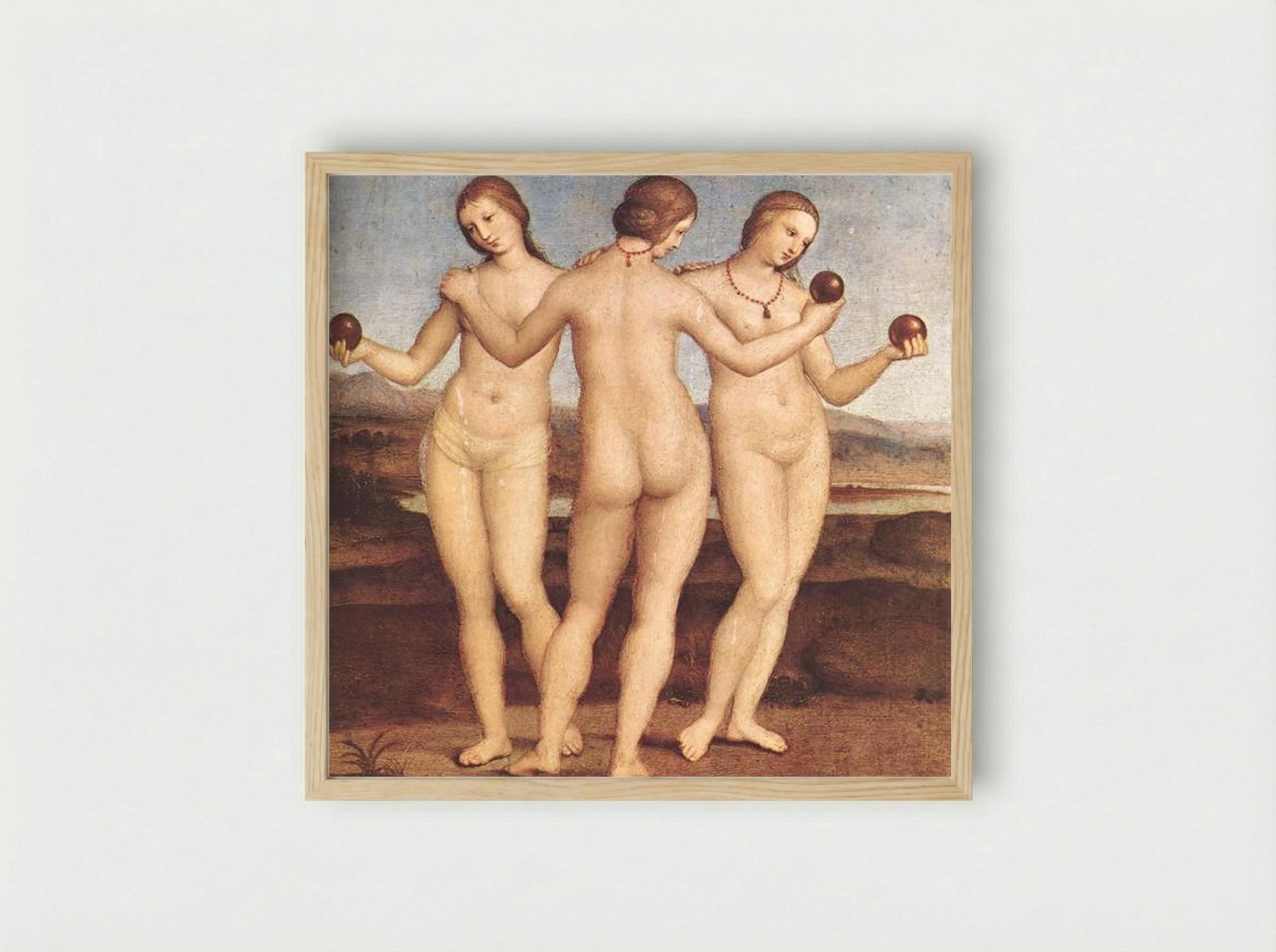 The Three Graces - Raphael - Framed Print Wood