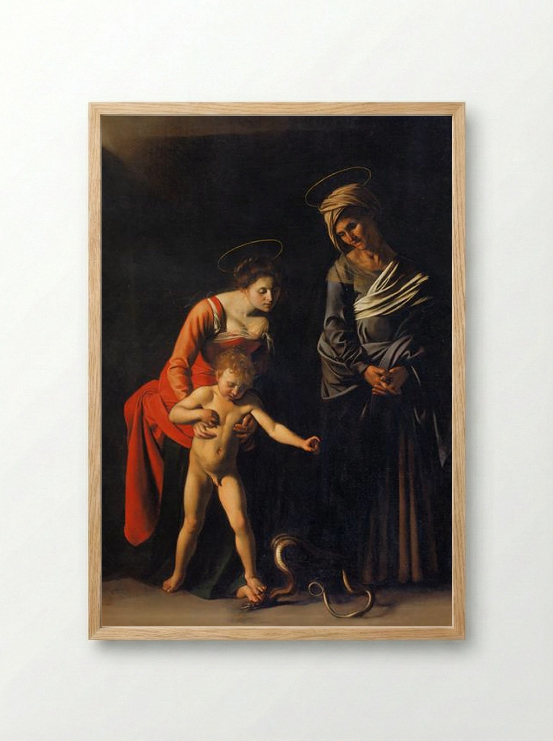 Madonna and Child with St. Anne - Caravaggio - Framed Print Wood