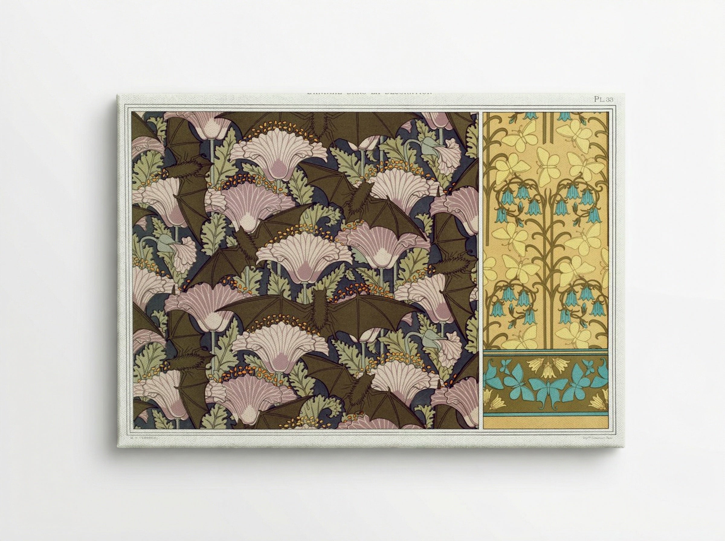 Chauves-souris et Pavots; Papillons et Campanules - Maurice Pillard Verneuil - Canvas