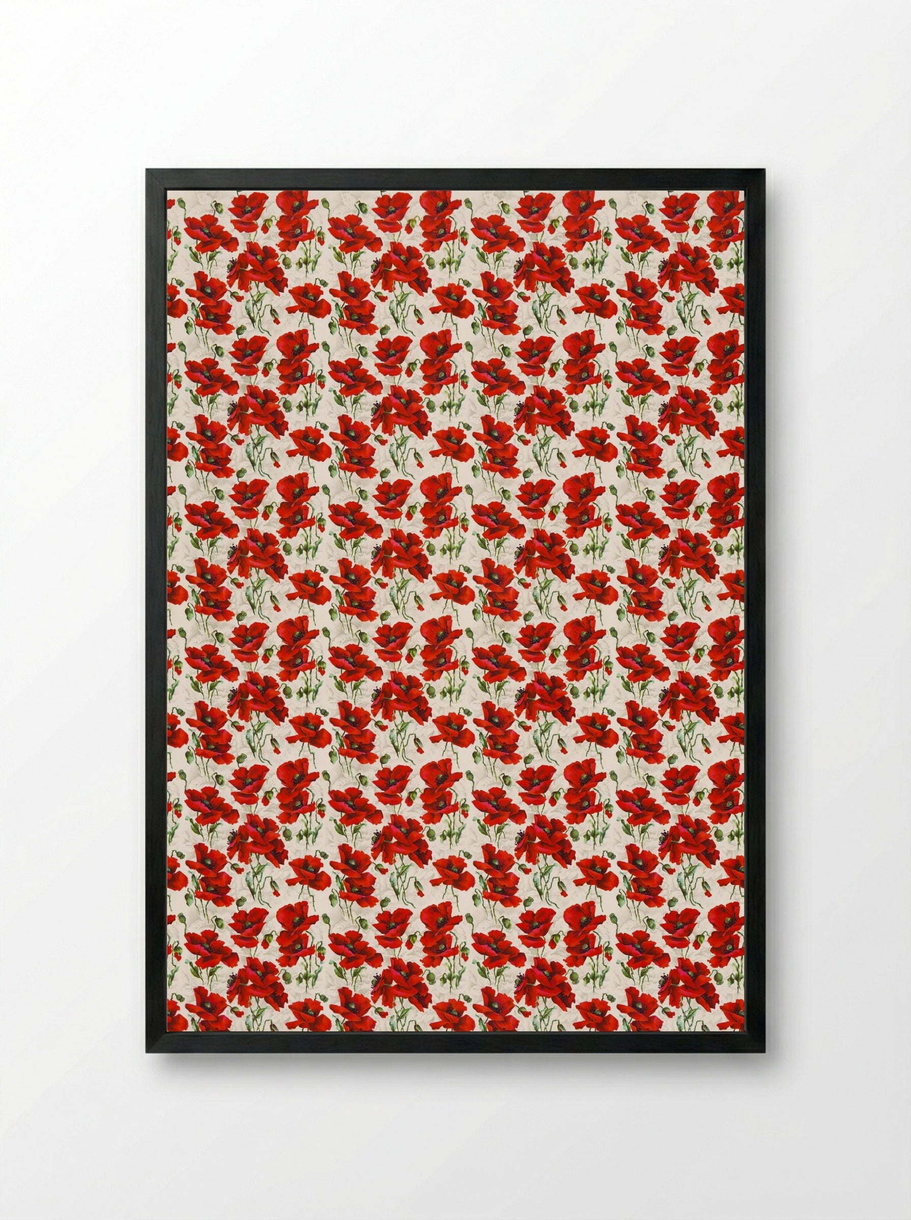 Red Poppy Design - Fine Art Print - Framed Print Black