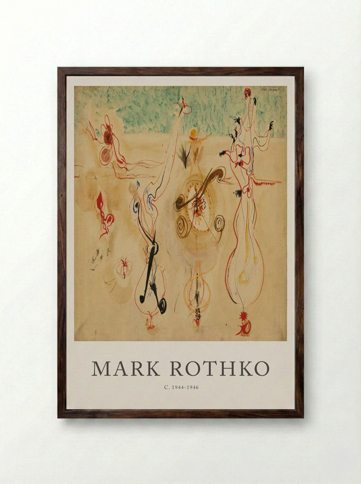 Untitled (Biomorphic Figures) - Mark Rothko - Framed Print Dark Wood