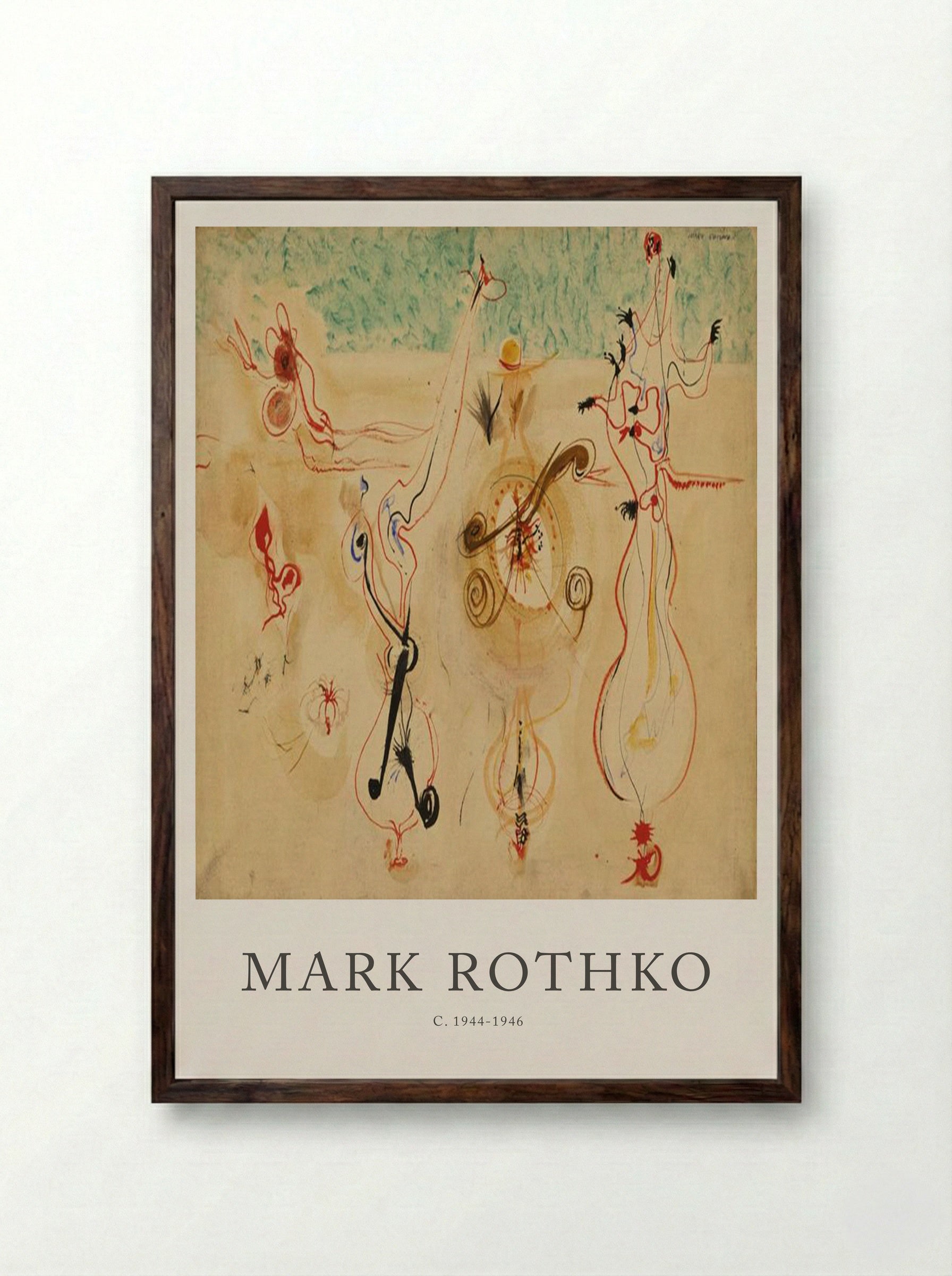 Untitled (Biomorphic Figures) - Mark Rothko - Framed Print Dark Wood