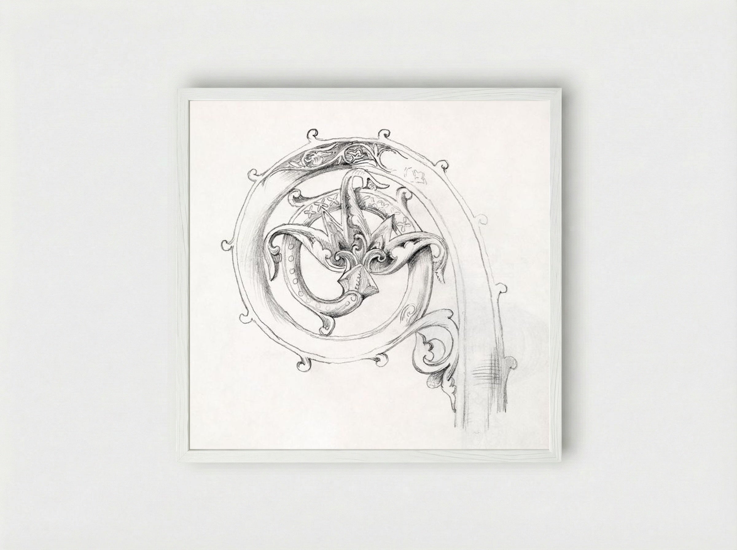 Sketch of Byzantine Ornament - Edward Burne-Jones - Framed Print White