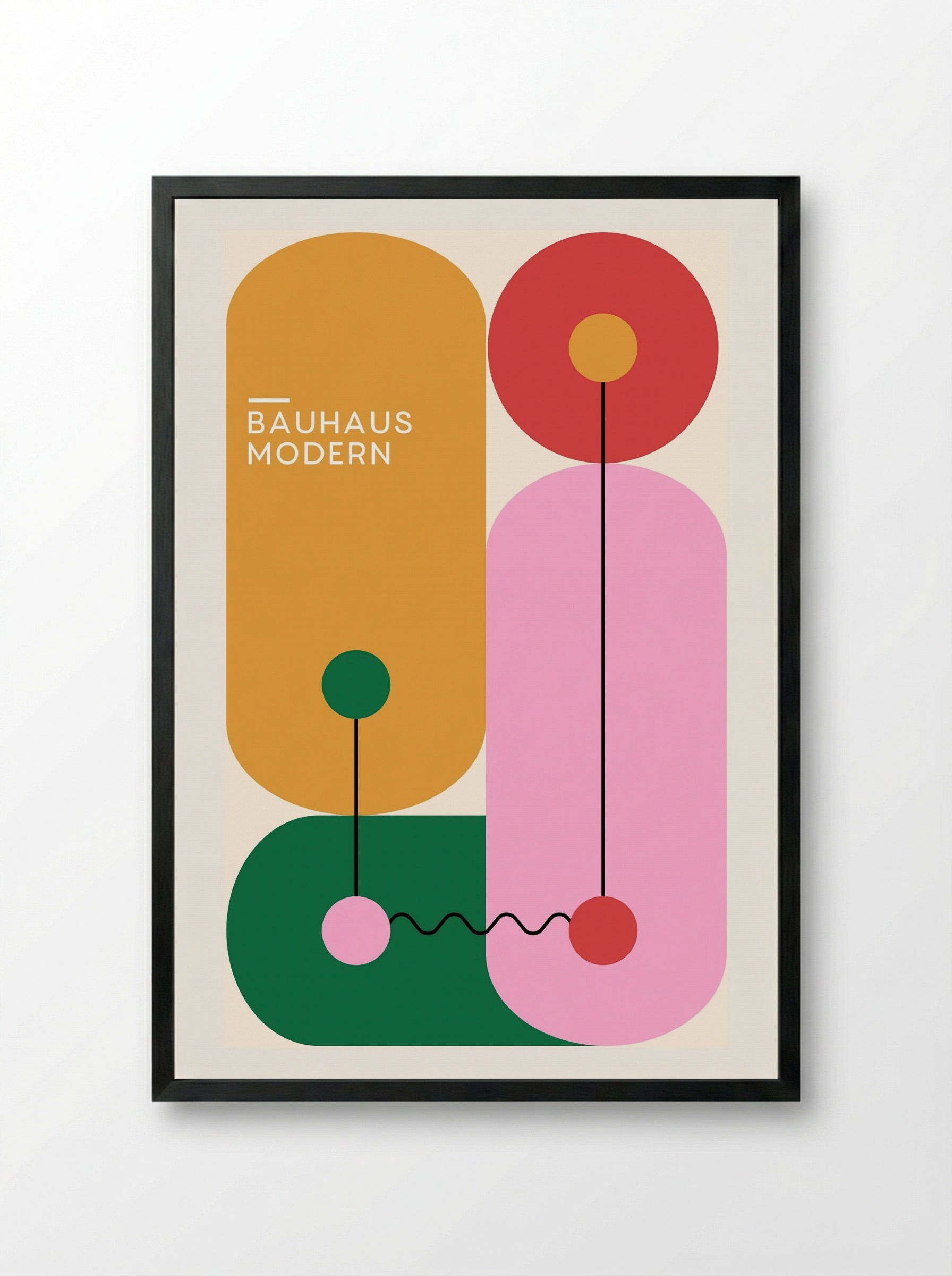 Bauhaus Modern Composition – Primary Abstract - Framed Print Black