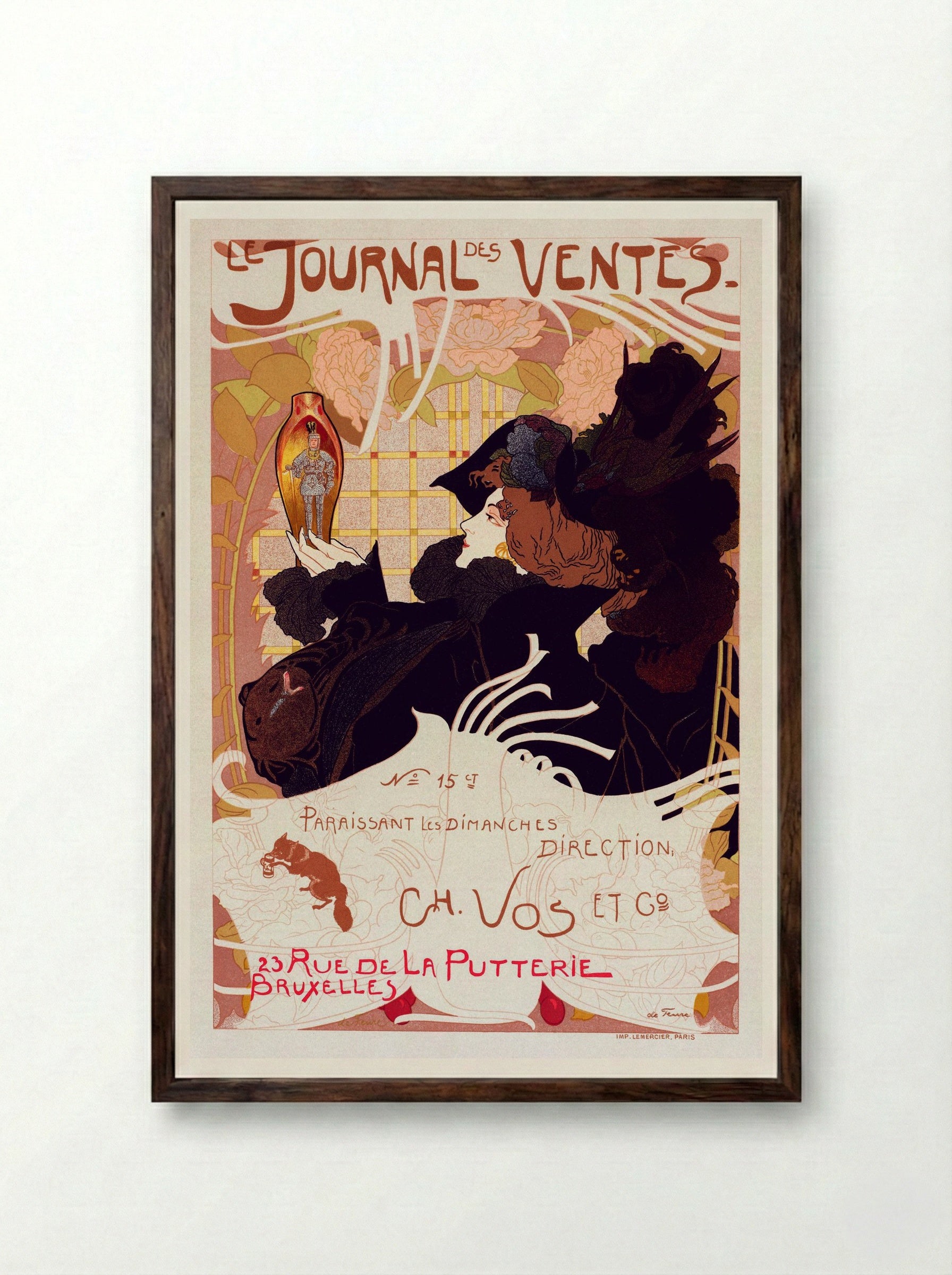 Le Journal des Ventes - Georges de Feure - Framed Print Dark Wood