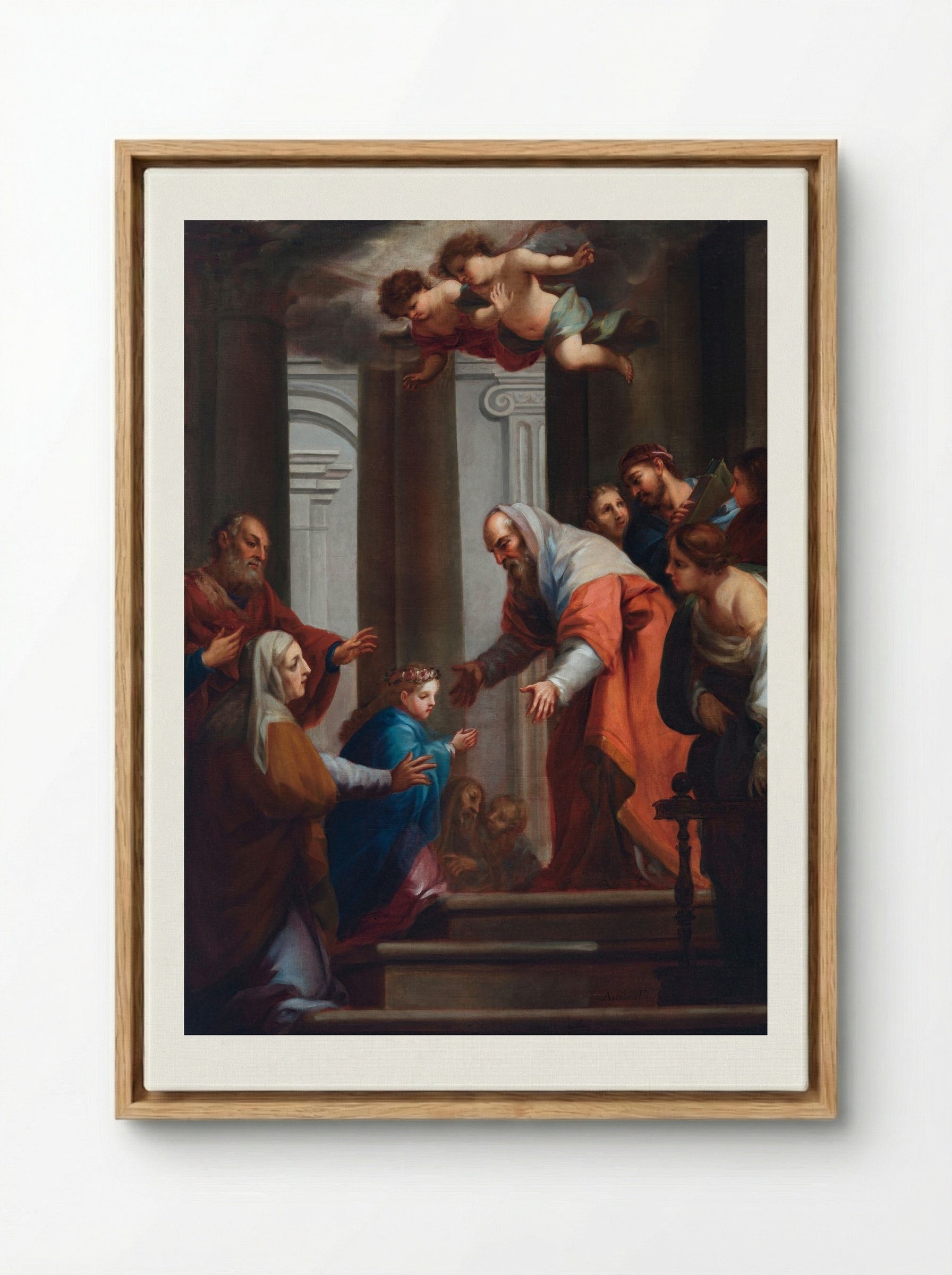 The Presentation of the Virgin in the Temple - Juan Francisco de Aguilera - Framed Canvas Wood