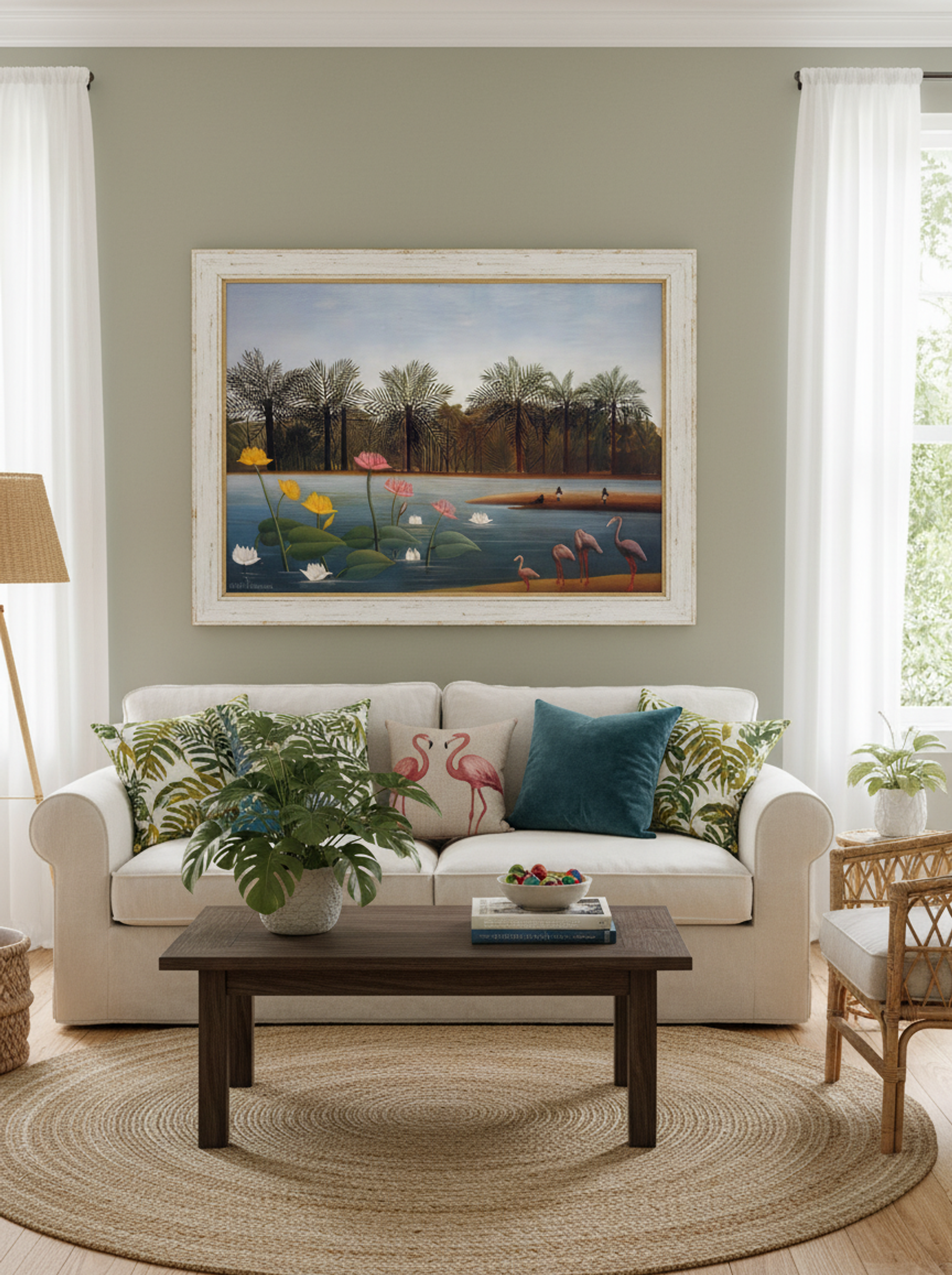 The Flamingoes by Henri Rousseau – Naïve Art Tropical Bird Print - Lifestyle