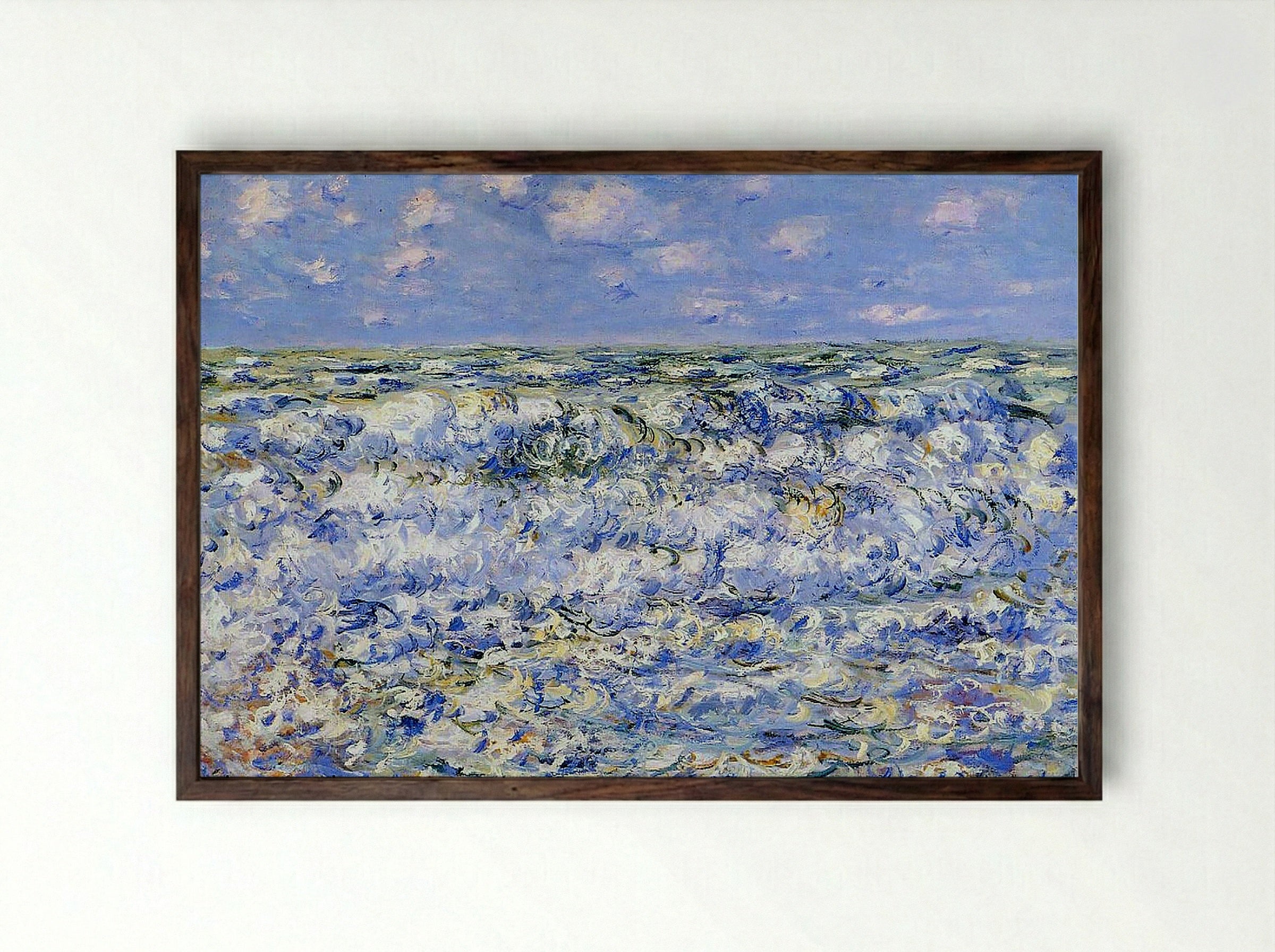 Waves Breaking - Claude Monet - Framed Print Dark Wood