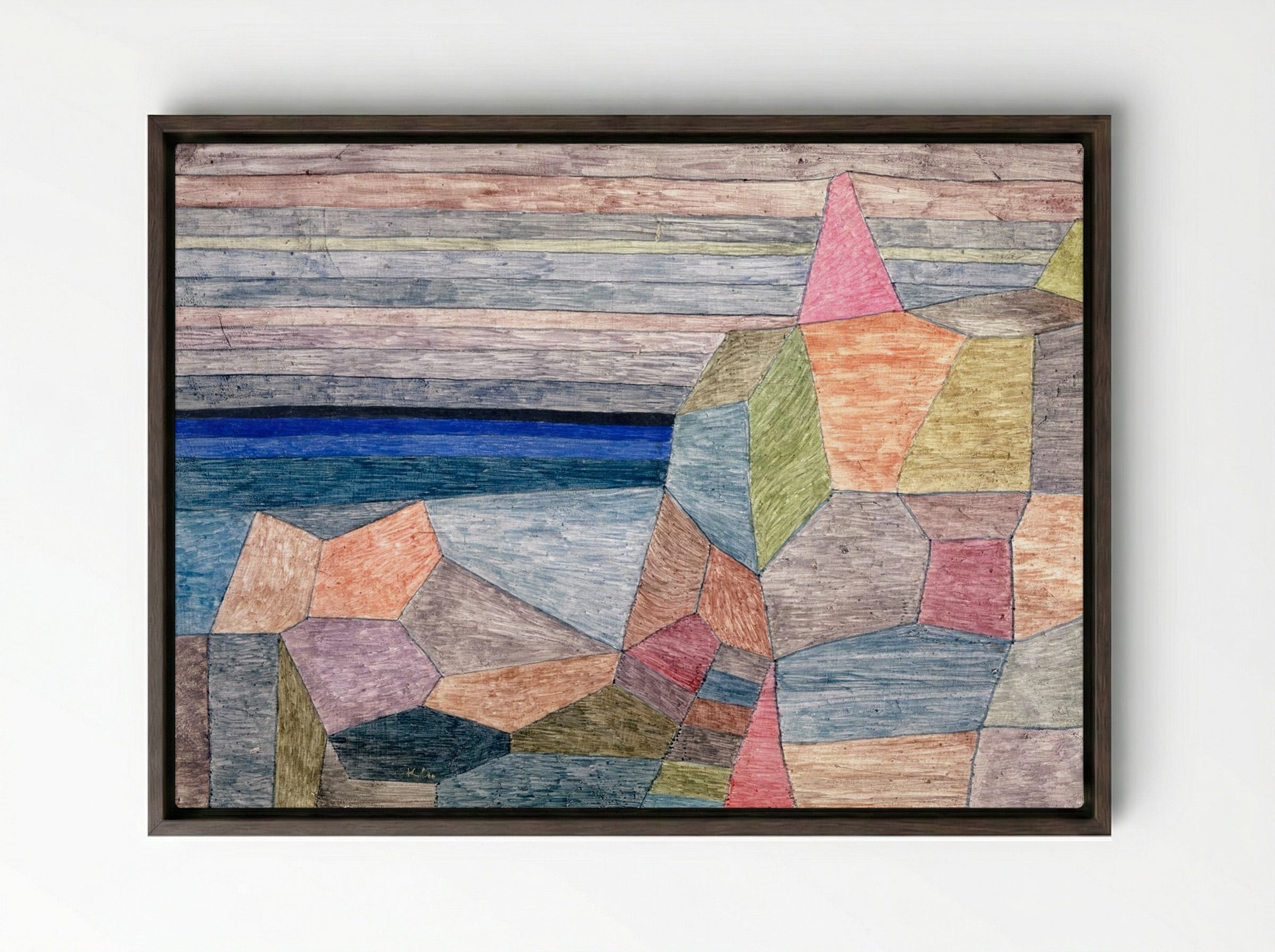 Promontory, Ph. - Paul Klee - Framed Canvas Dark Wood