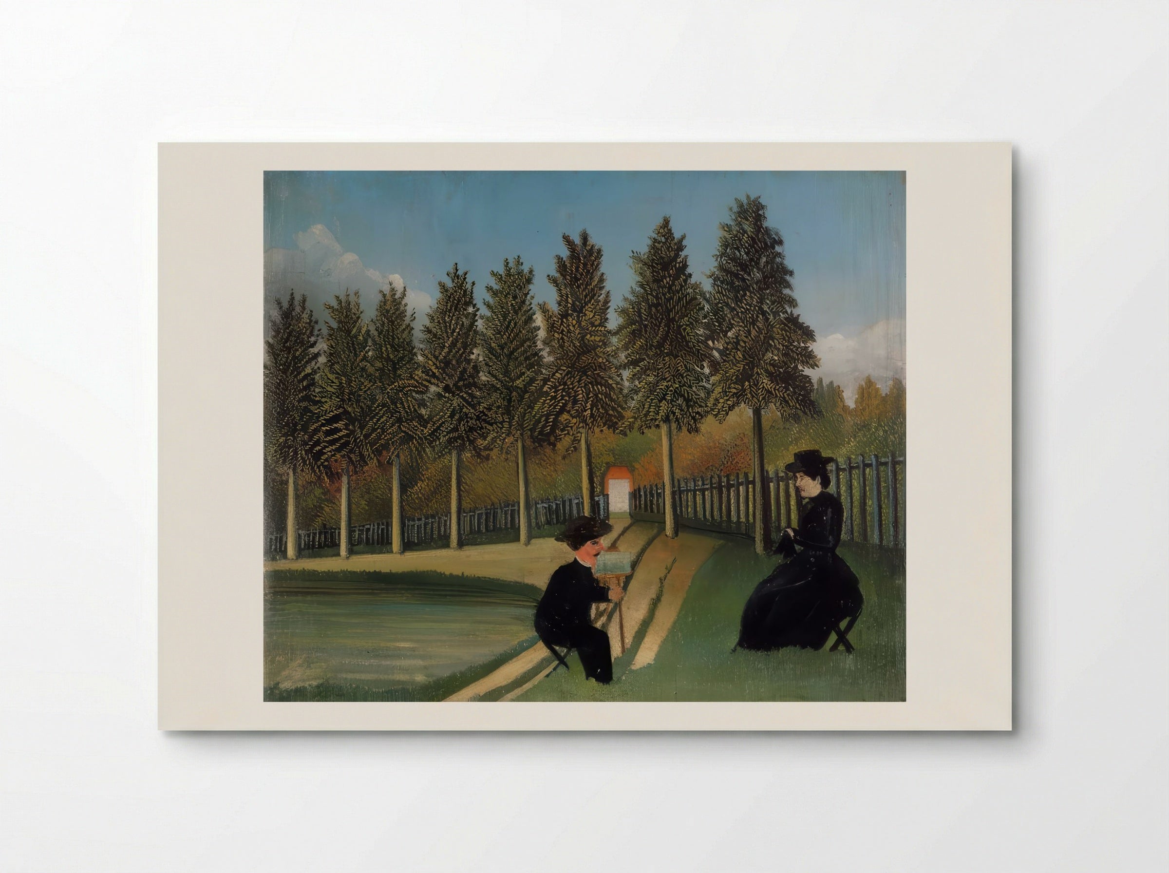 The Artist Painting His Wife by Henri Rousseau – Naïve Art Figurative Interior Print - Poster