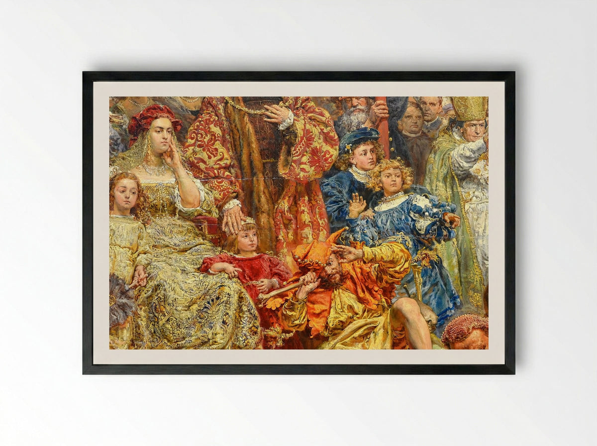 Fragment of The Hanging of the Sigismund Bell - Jan Matejko - Framed Print Black