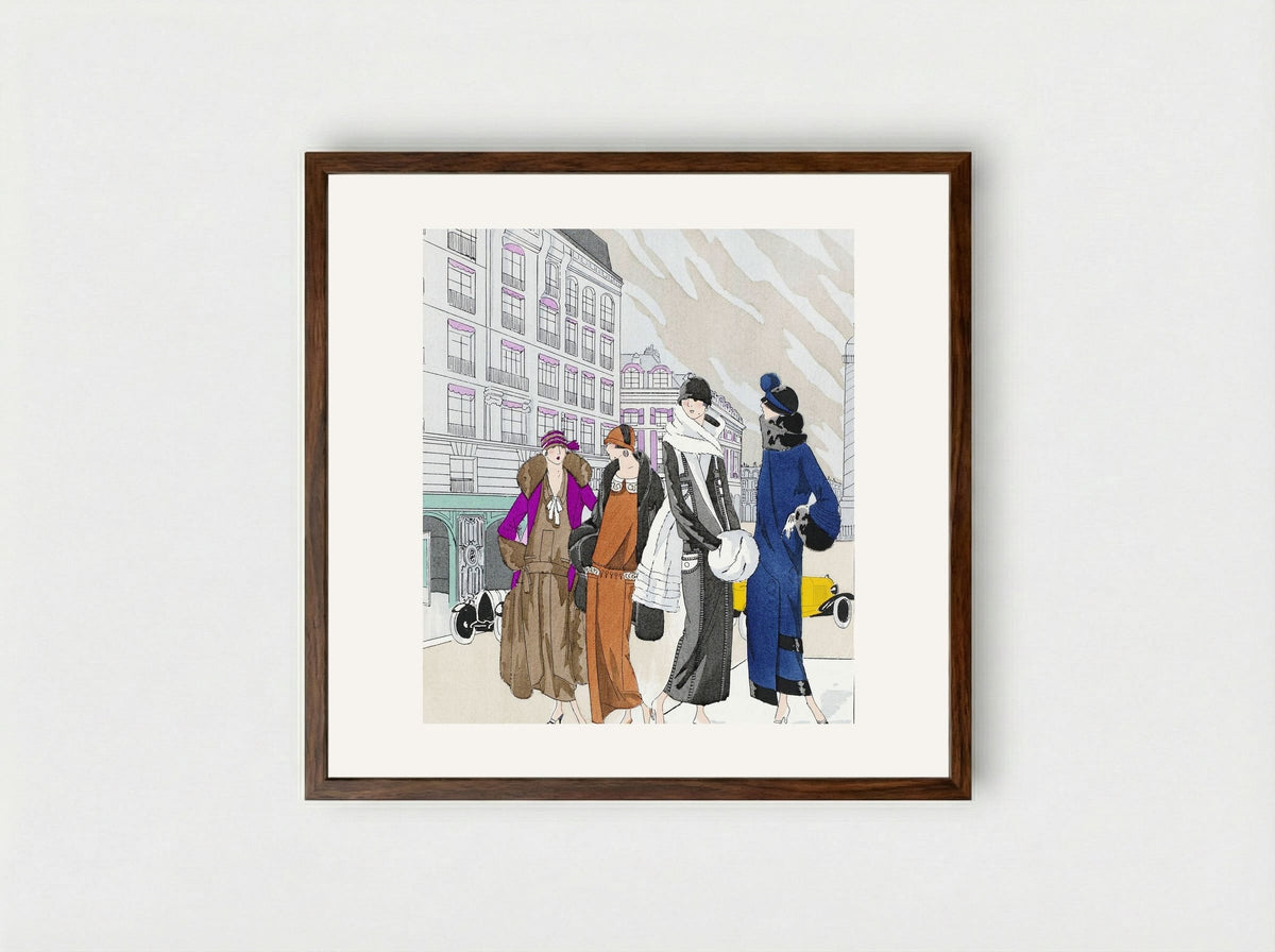 Four Ladies in Creations - Georges Prémet - Framed Print Dark Wood