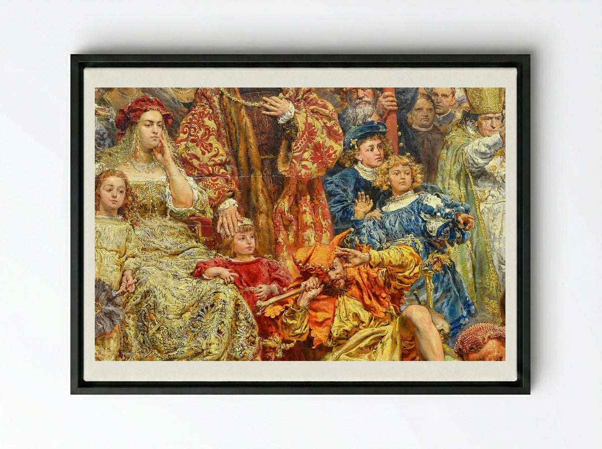Fragment of The Hanging of the Sigismund Bell - Jan Matejko - Framed Canvas Black