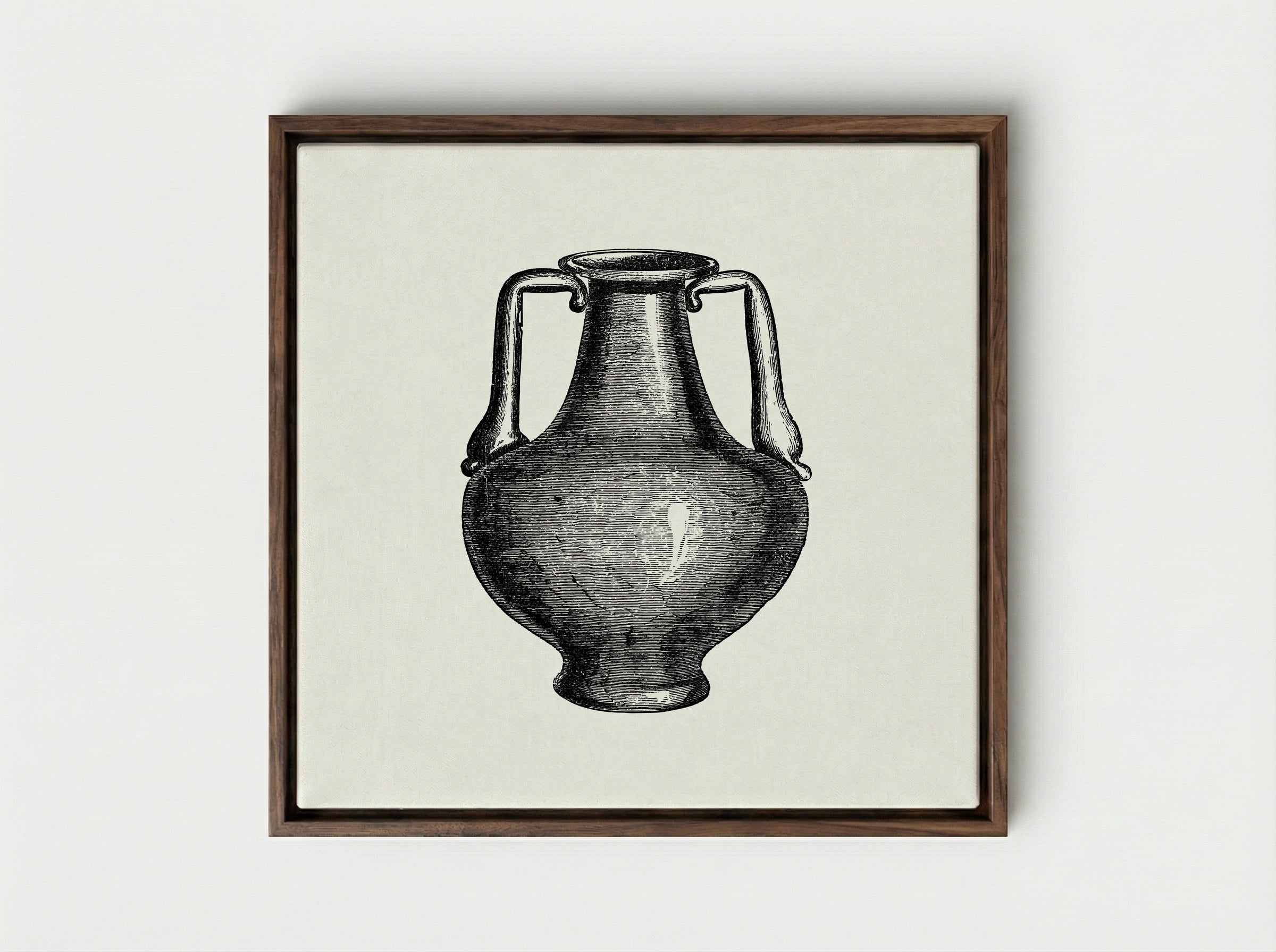 Classical Amphora - Fine Art Print - Framed Canvas Dark Wood