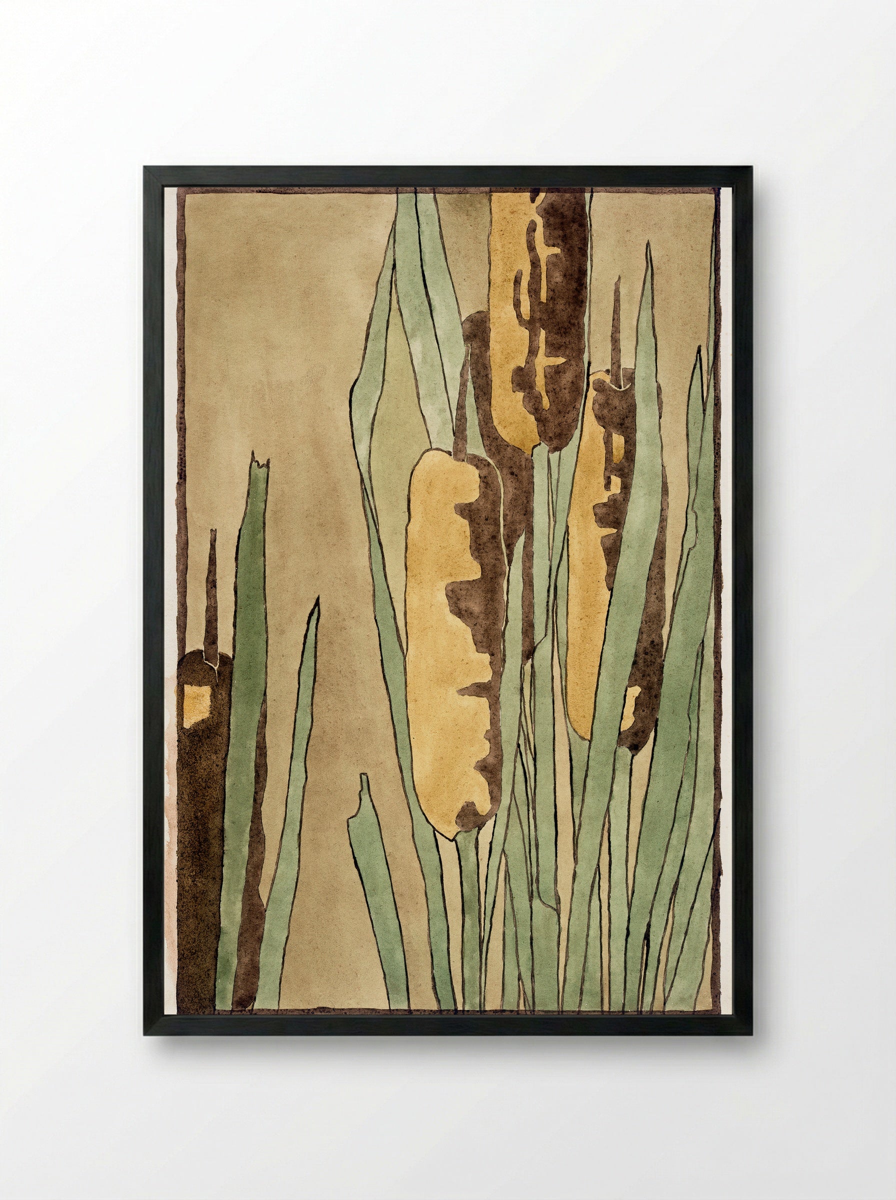 Cattail - Hannah Borger Overbeck - Framed Print Black