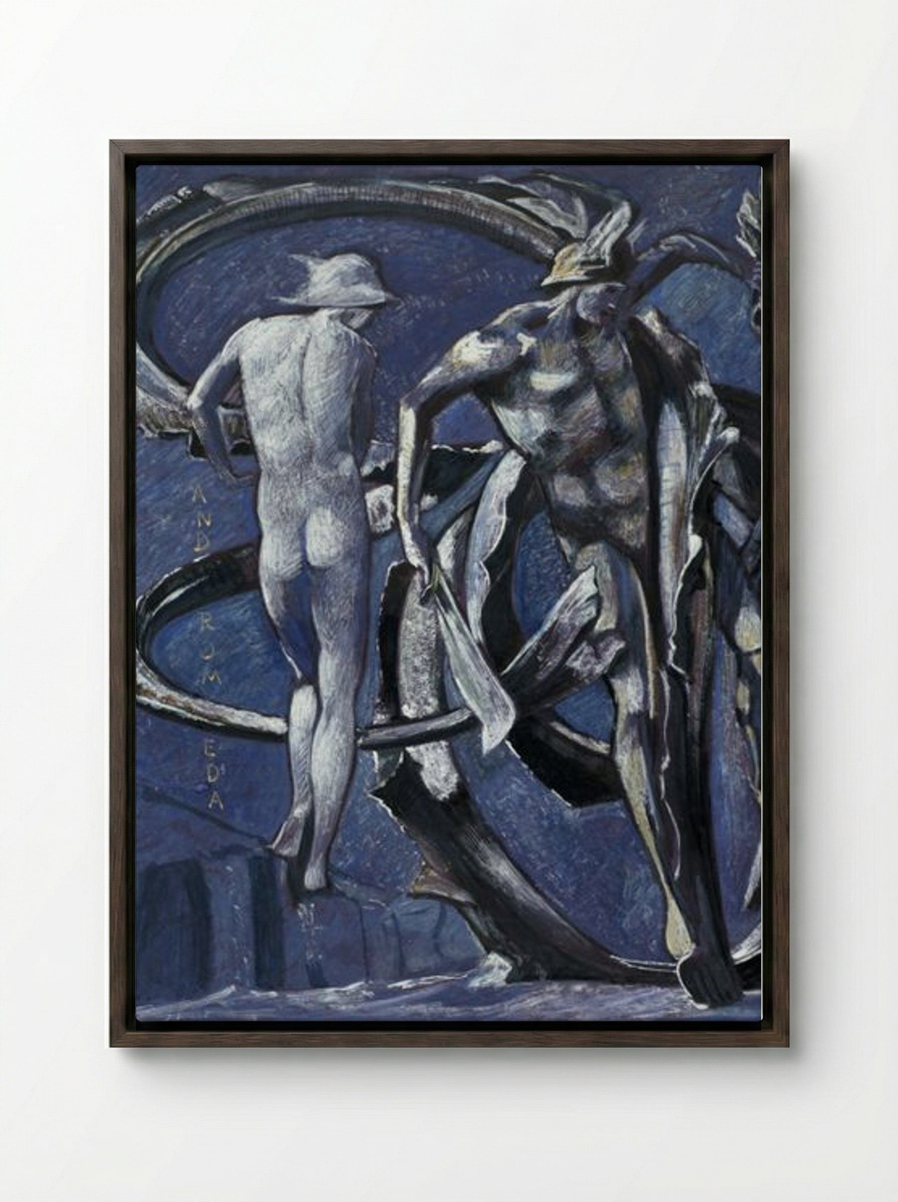 Study for 'Perseus and Andromeda: The Doom Fulfilled' - Edward Burne-Jones - Framed Canvas Dark Wood