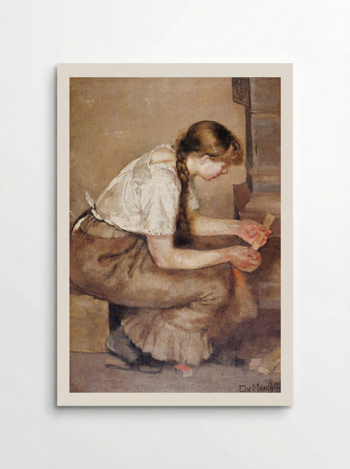 Girl Kindling a Stove - Edvard Munch - Poster