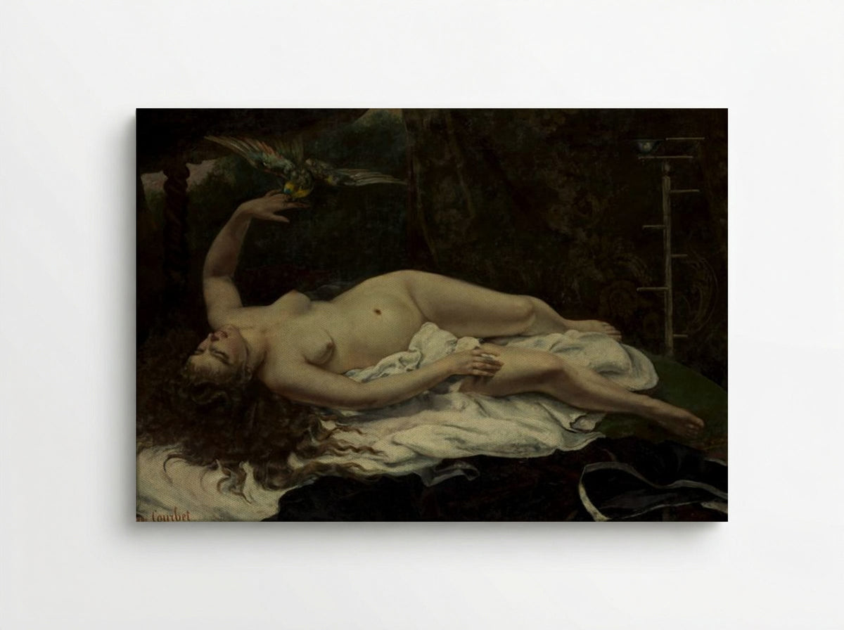 Woman with a Parrot - Gustave Courbet - Canvas
