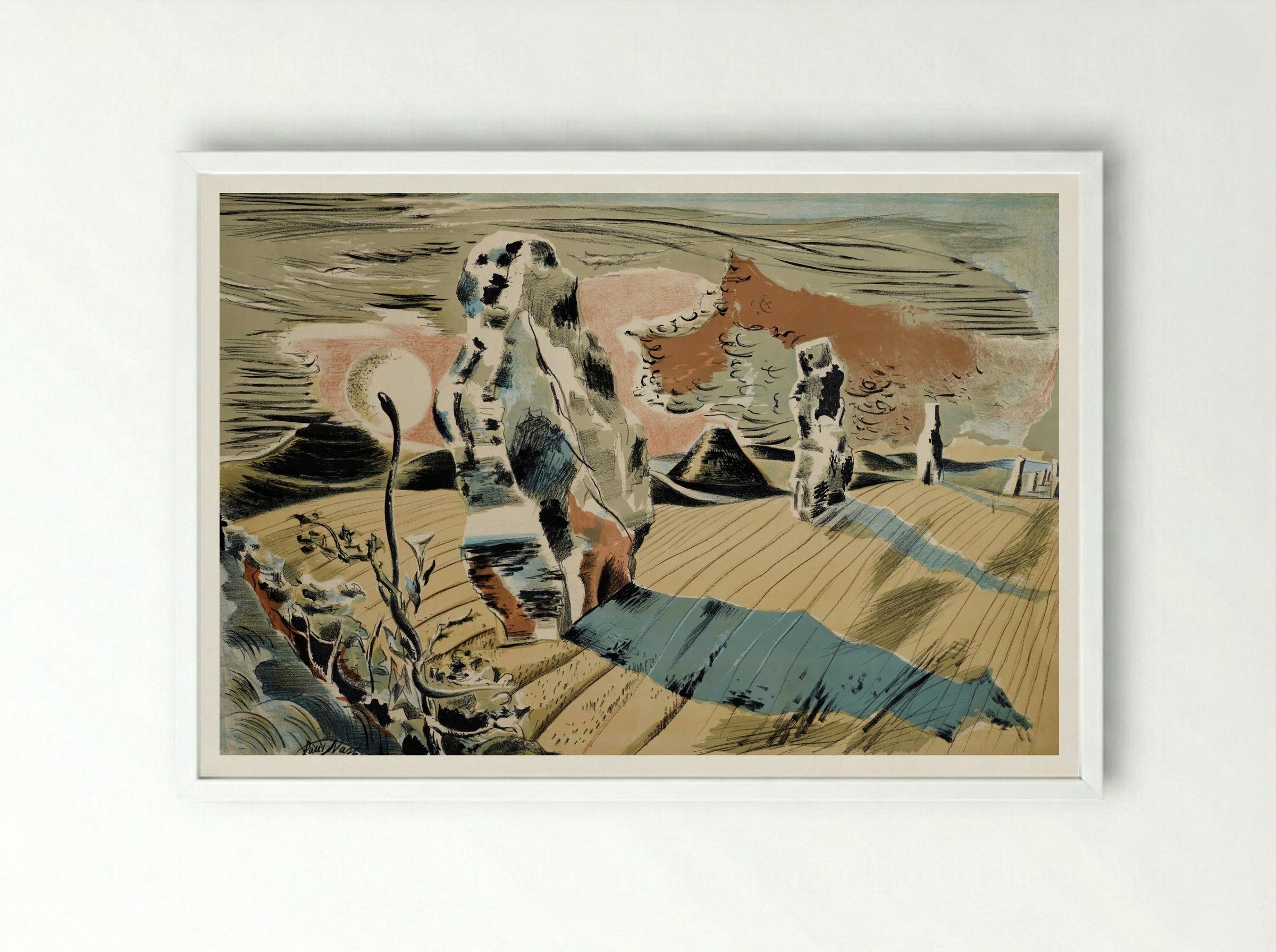 Avebury - Paul Nash - Framed Print White